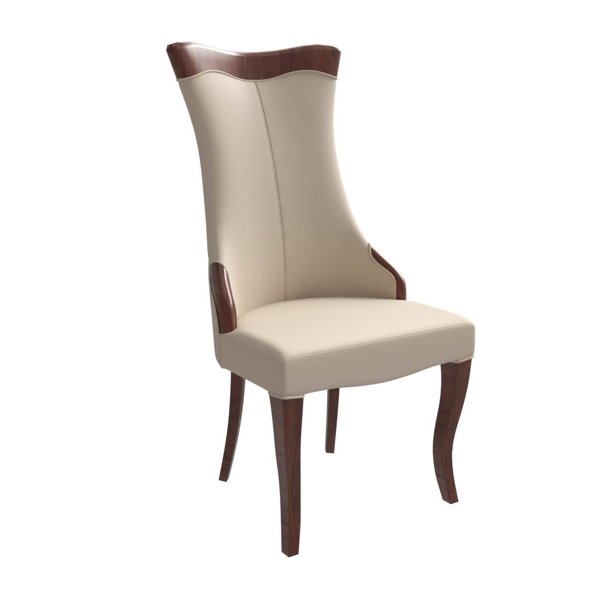Novara Series Modern Dining Side Chair Upholstered in Leather/Velvet with Rubberwood Legs Light Toupe Dining Chair Leisuremod