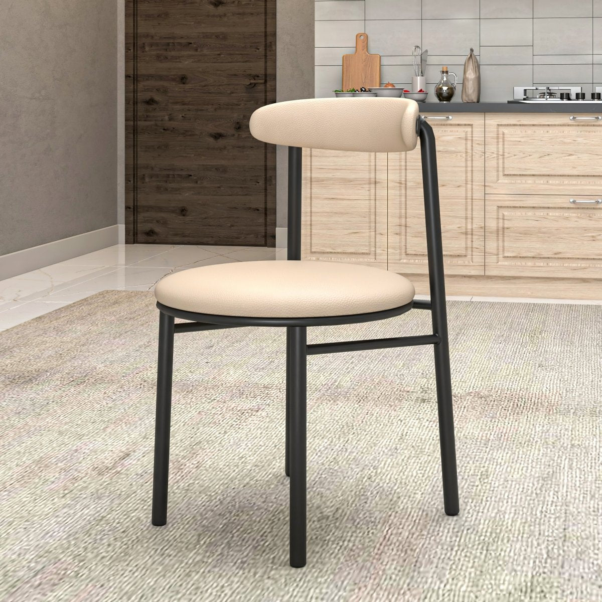 Lume Modern Dining Chair Upholstered in Polyester with Metal Legs Dark Toupe Dining Chair Leisuremod