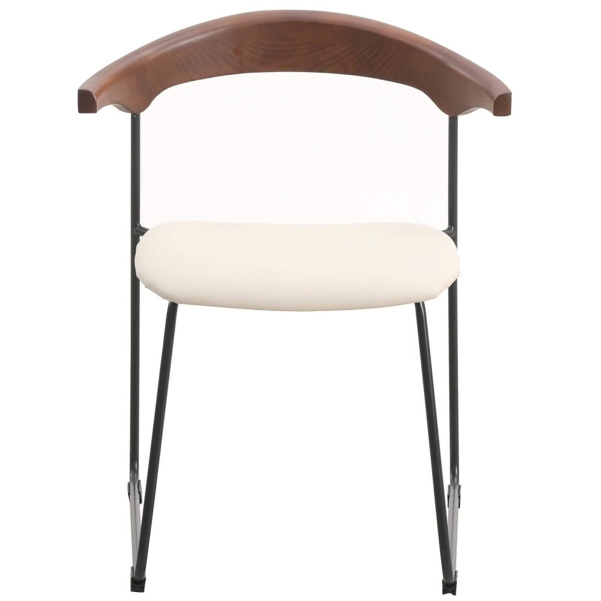 Leisuremod Dining Chair Lyra Leather Dining Chair with a Beech Wood Curved Back and Iron Legs