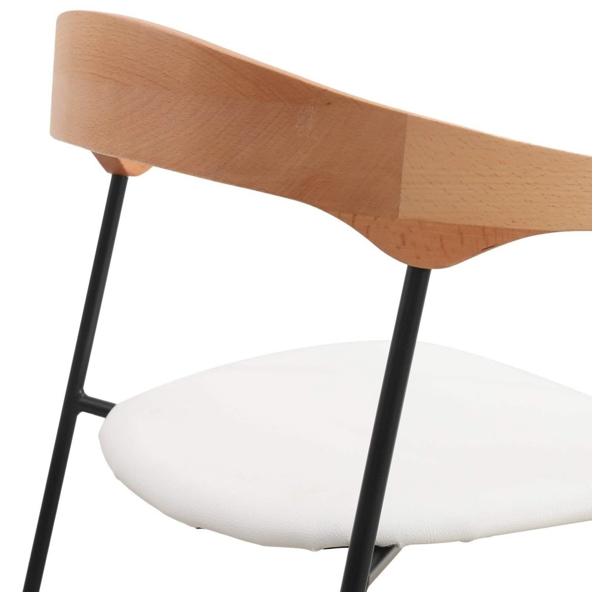 Leisuremod Dining Chair Lyra Leather Dining Chair with a Beech Wood Curved Back and Iron Legs