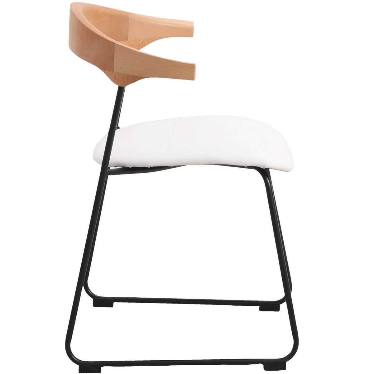Leisuremod Dining Chair Lyra Leather Dining Chair with a Beech Wood Curved Back and Iron Legs