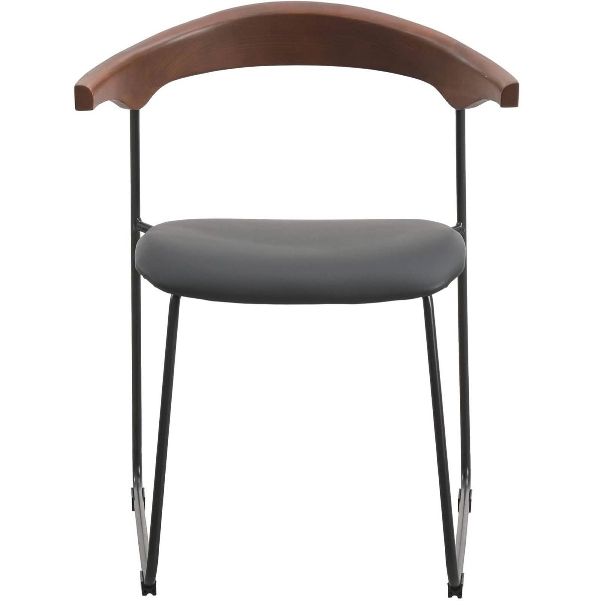 Leisuremod Dining Chair Lyra Leather Dining Chair with a Beech Wood Curved Back and Iron Legs