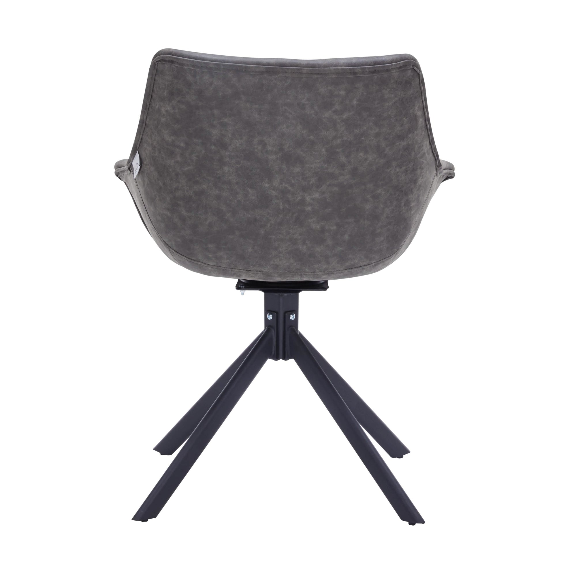 Markley Dining Chair Upholstered in Leather 360-Degree Swivel Armchair Grey Dining Chair Leisuremod