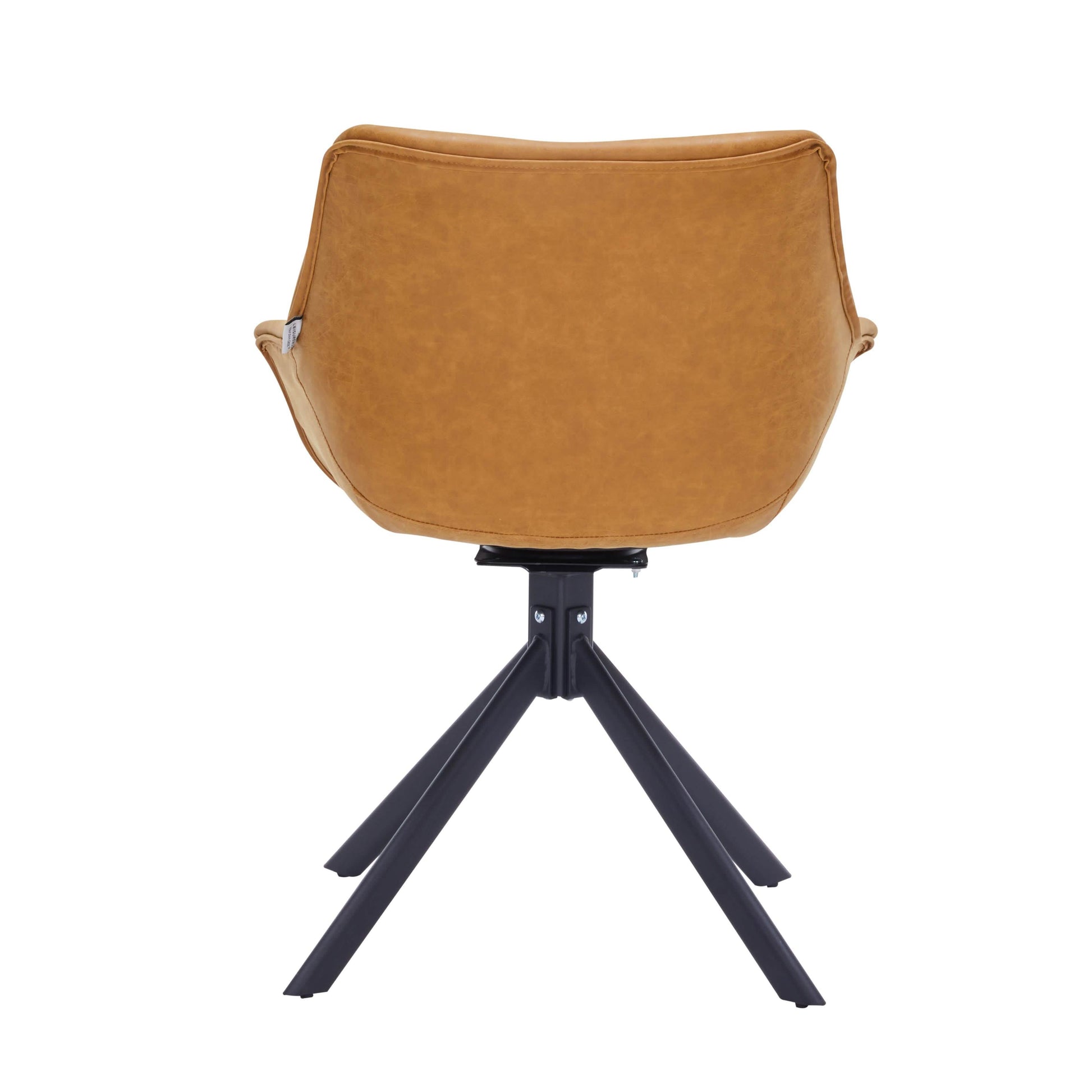 Markley Dining Chair Upholstered in Leather 360-Degree Swivel Armchair Light Brown Dining Chair Leisuremod