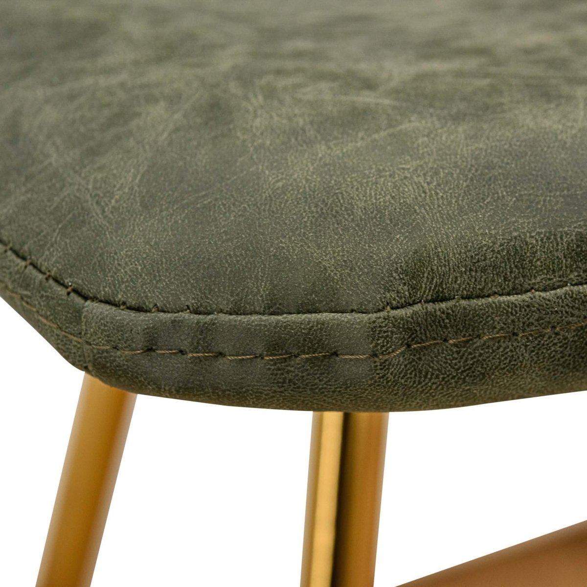 Markley Leather Dining Chair With Black/Gold Metal Legs Gold Olive Green Dining Chair Leisuremod