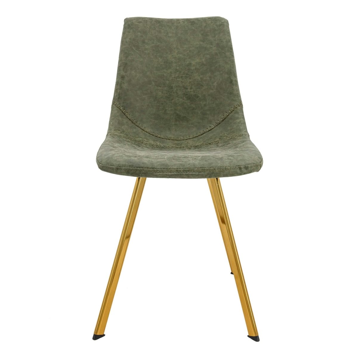Markley Leather Dining Chair With Black/Gold Metal Legs Gold Olive Green Dining Chair Leisuremod