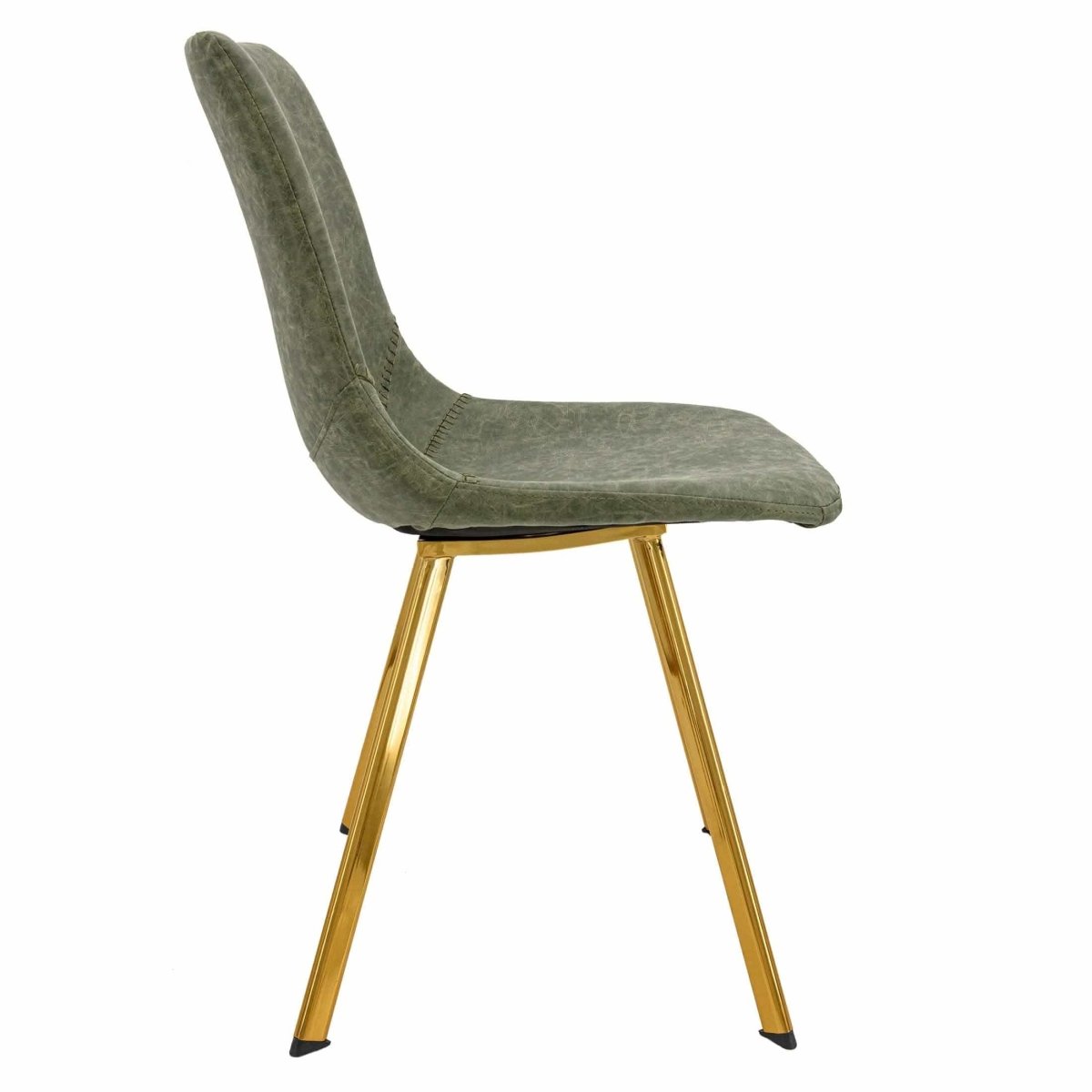 Markley Leather Dining Chair With Black/Gold Metal Legs Gold Olive Green Dining Chair Leisuremod