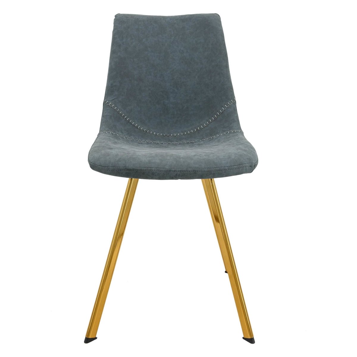 Markley Leather Dining Chair With Black/Gold Metal Legs Gold Peacock Blue Dining Chair Leisuremod