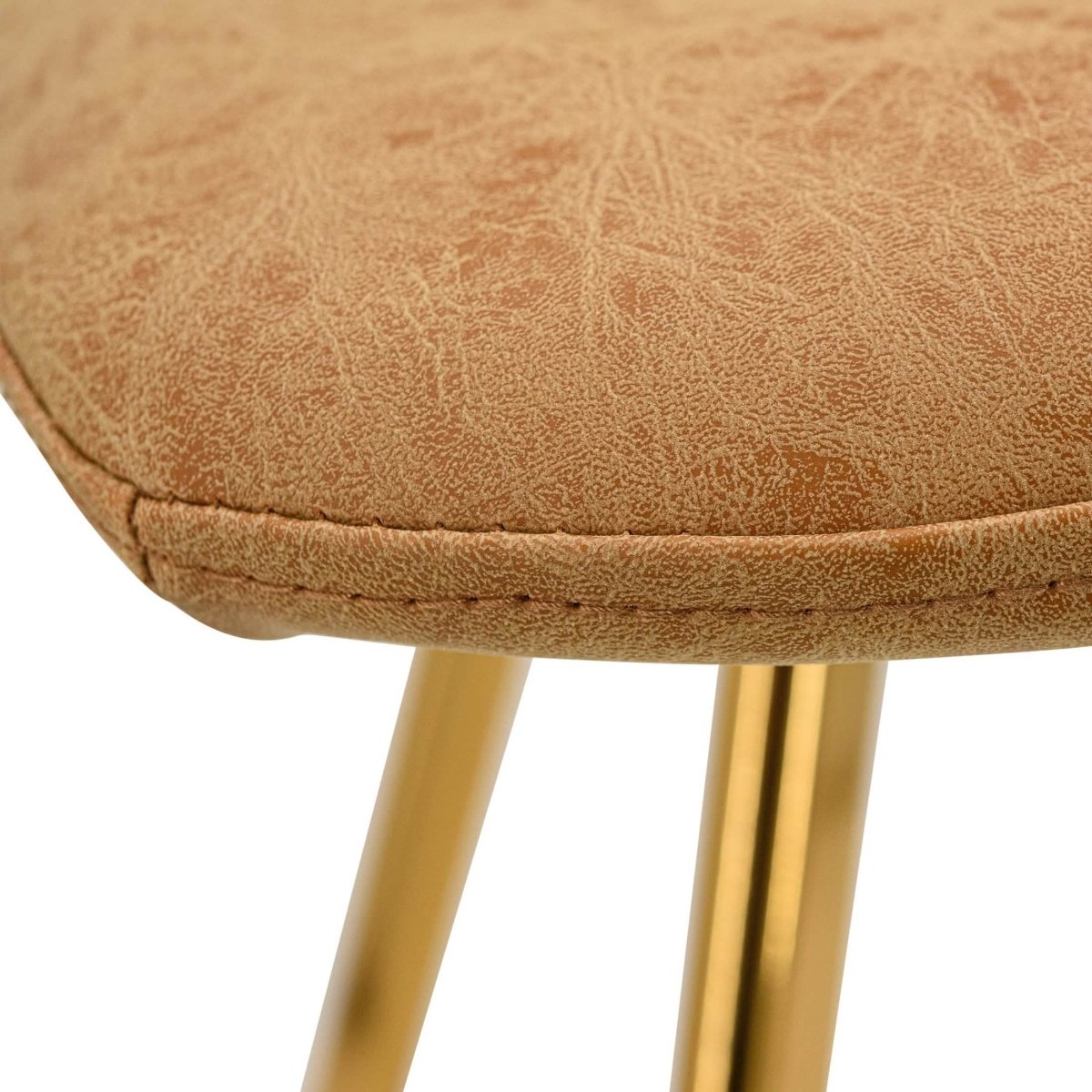 Markley Leather Dining Chair With Black/Gold Metal Legs Gold Light Brown Dining Chair Leisuremod