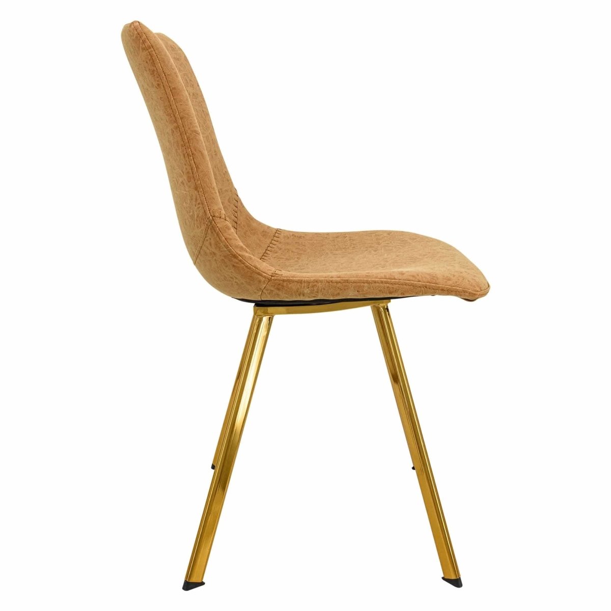 Markley Leather Dining Chair With Black/Gold Metal Legs Gold Light Brown Dining Chair Leisuremod