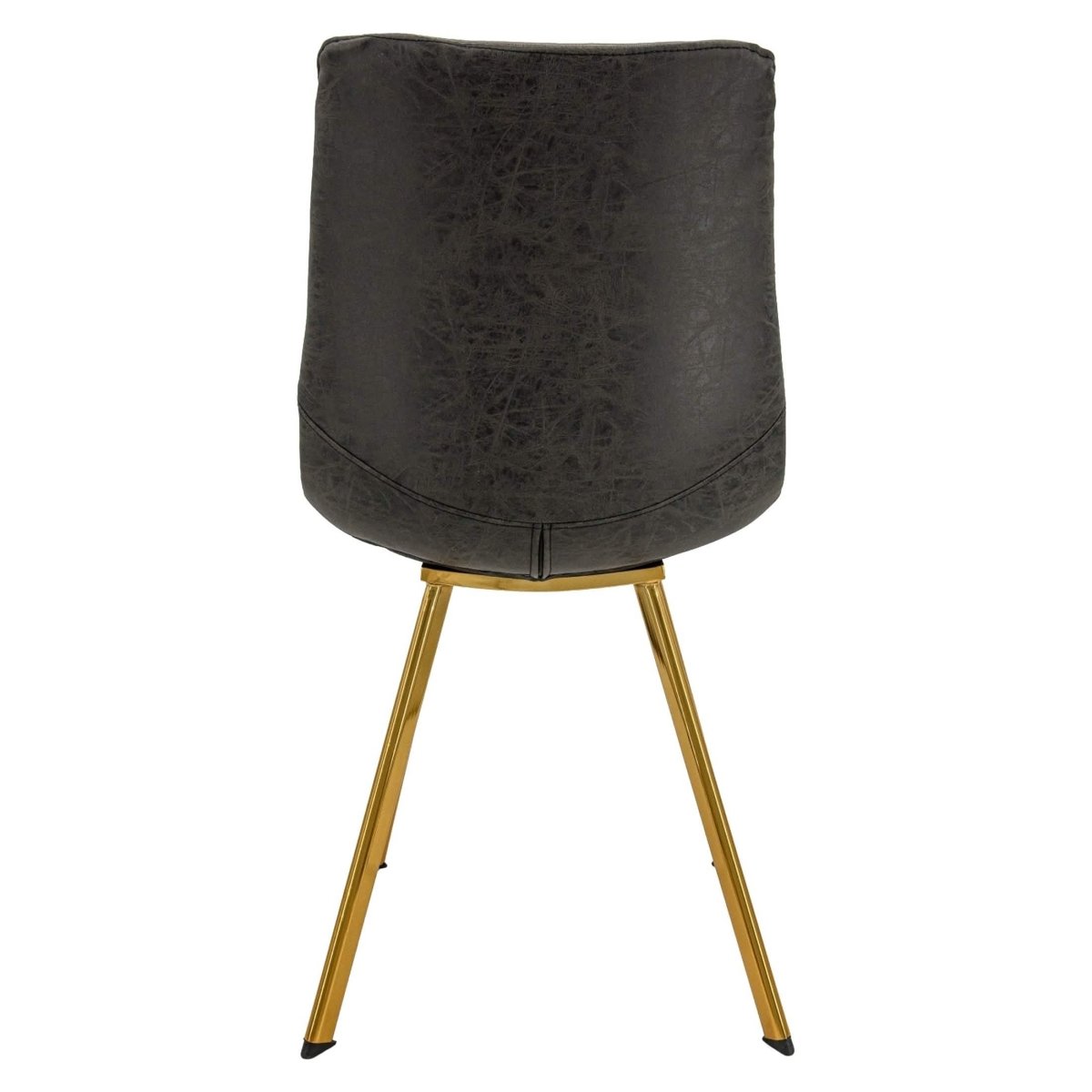 Markley Leather Dining Chair With Black/Gold Metal Legs Gold Charcoal Black Dining Chair Leisuremod