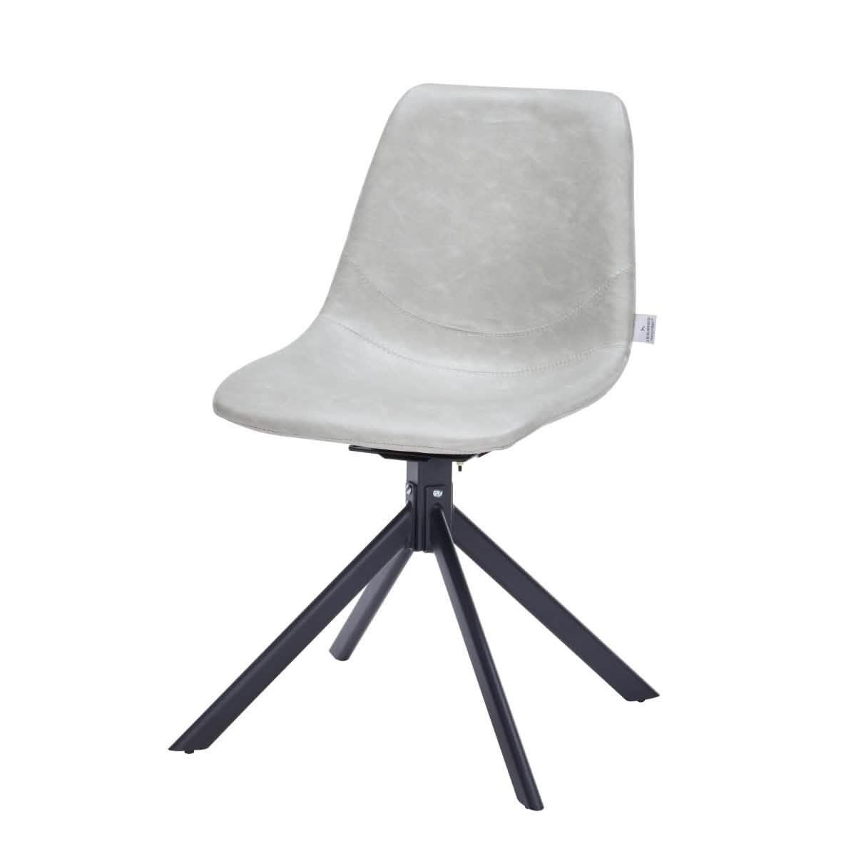 Markley Modern Leather Swival Dining Chair With Metal Legs Light Grey Dining Chair Leisuremod