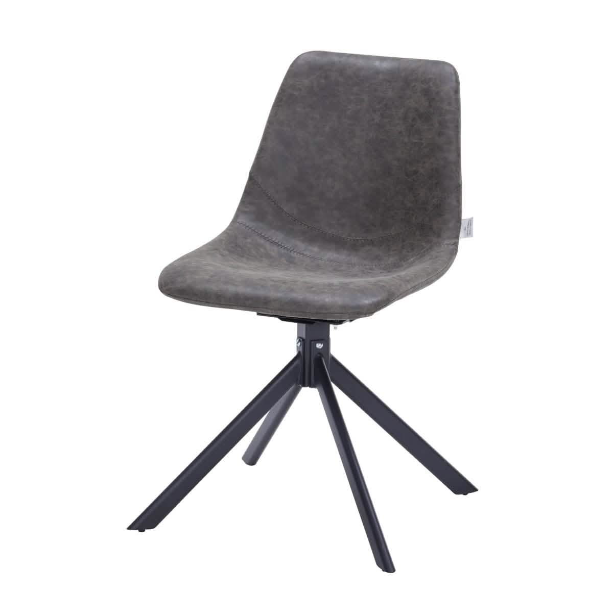 Markley Modern Leather Swival Dining Chair With Metal Legs Grey Dining Chair Leisuremod