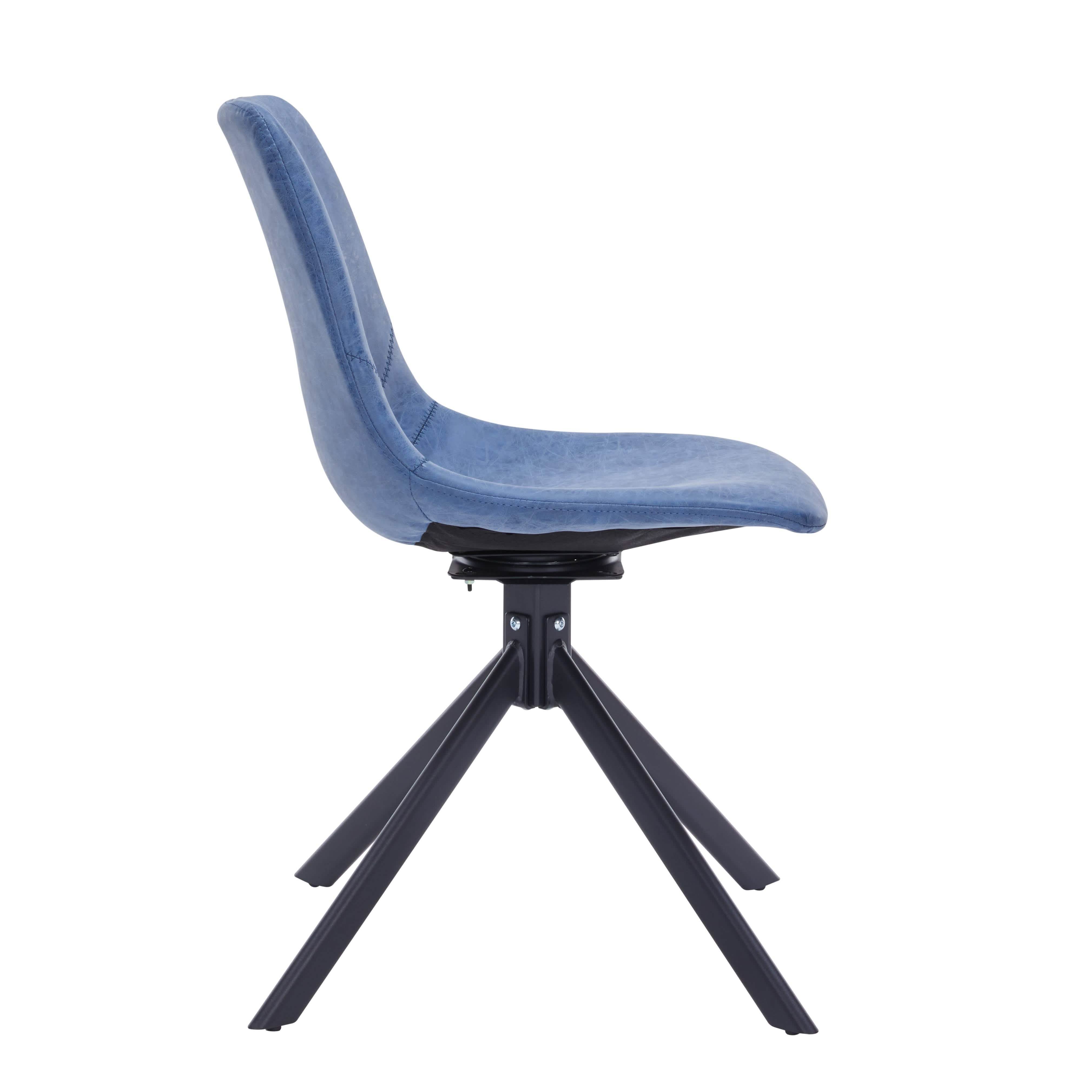 Markley Modern Leather Swival Dining Chair With Metal Legs Blue Dining Chair Leisuremod