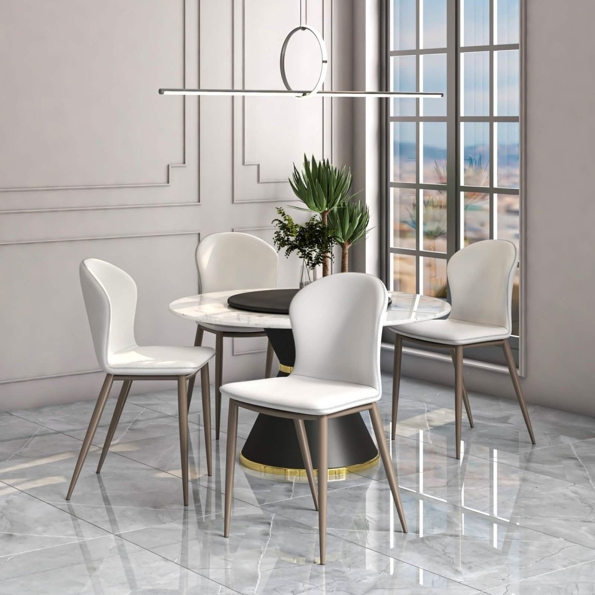 Leisuremod Dining Chair Mosaic Dining Chair Upholstered Fabric Foam Cushioned Chair with Metal Legs