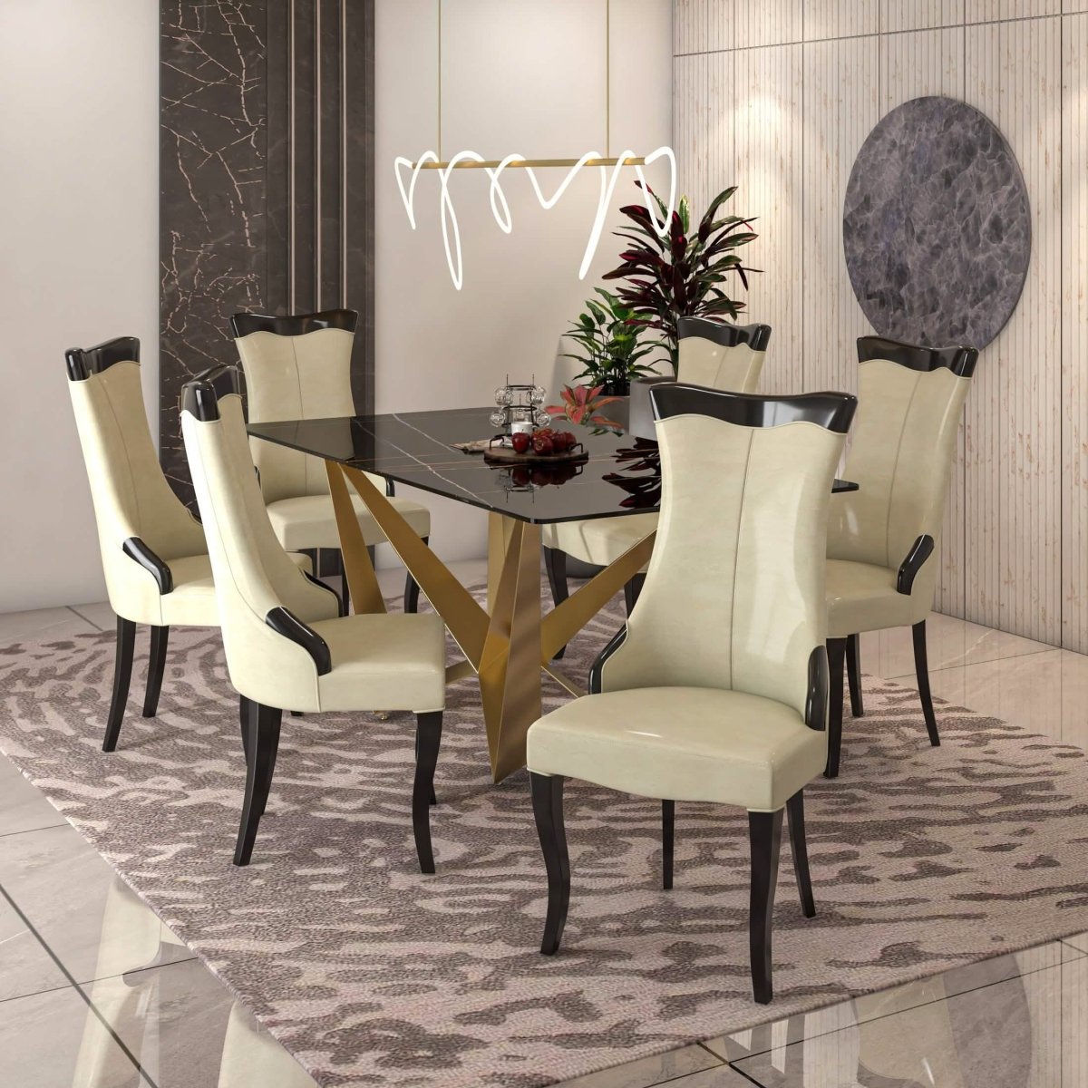 Novara Series Modern Dining Side Chair Upholstered in Leather/Velvet with Rubberwood Legs Light Cream Dining Chair Leisuremod