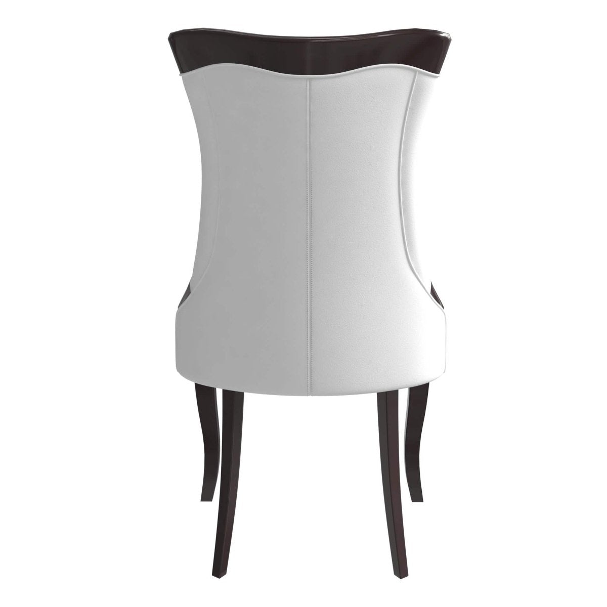 Novara Series Modern Dining Side Chair Upholstered in Leather/Velvet with Rubberwood Legs Off White Dining Chair Leisuremod