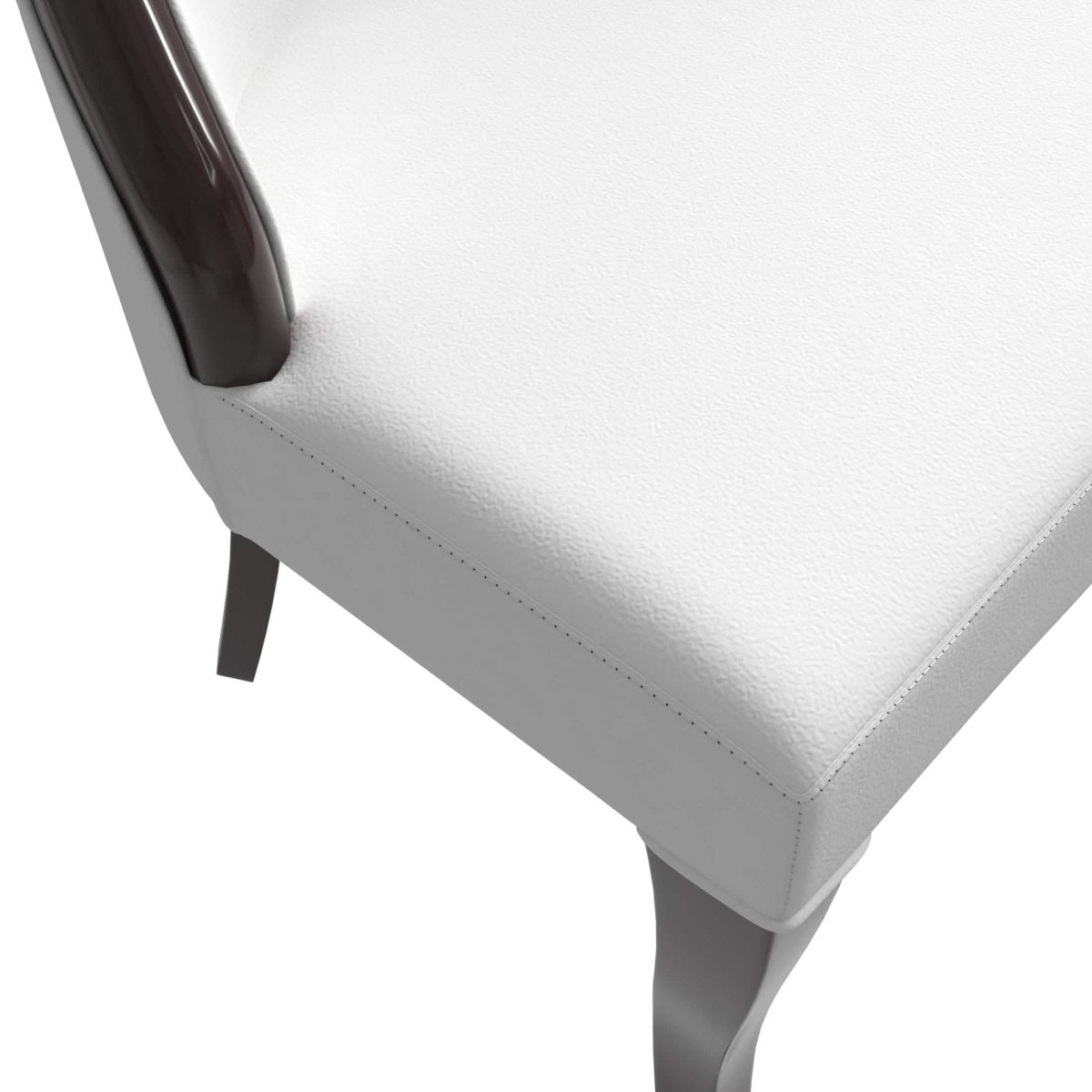 Novara Series Modern Dining Side Chair Upholstered in Leather/Velvet with Rubberwood Legs Off White Dining Chair Leisuremod