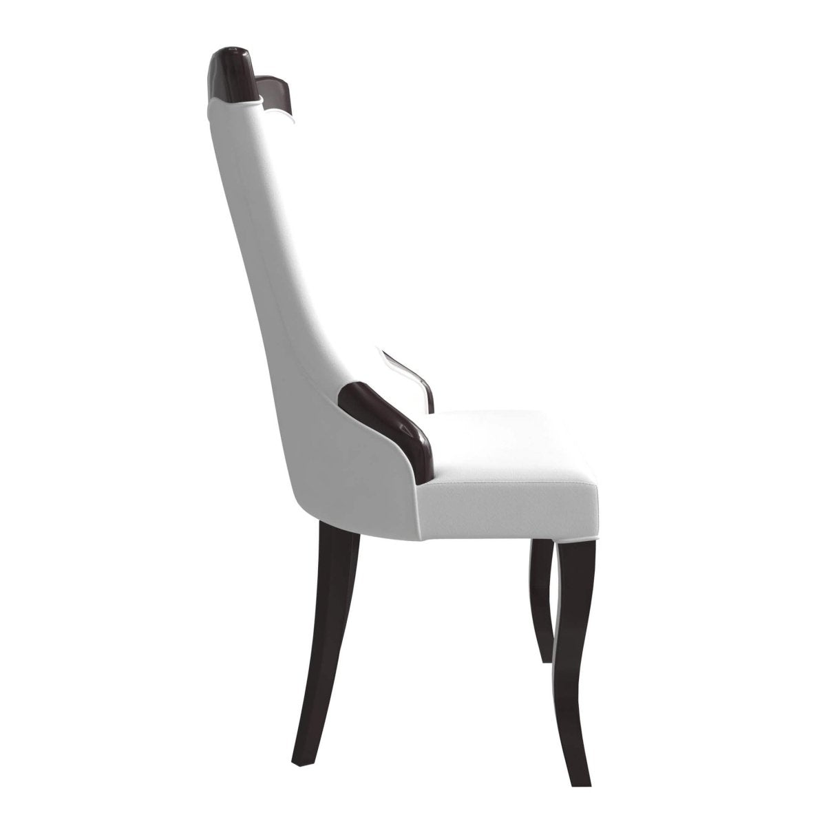 Novara Series Modern Dining Side Chair Upholstered in Leather/Velvet with Rubberwood Legs Off White Dining Chair Leisuremod