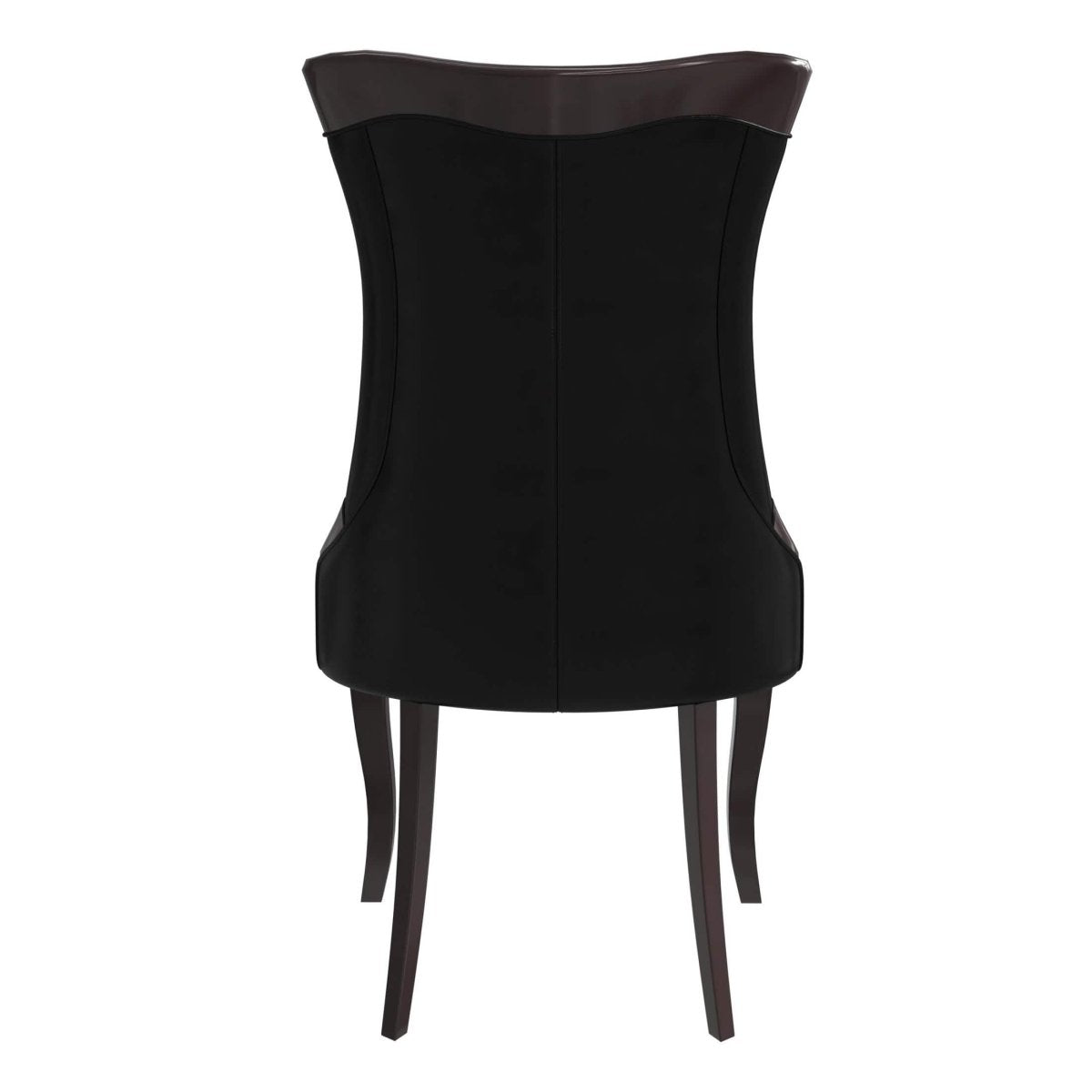 Novara Series Modern Dining Side Chair Upholstered in Leather/Velvet with Rubberwood Legs Black Dining Chair Leisuremod