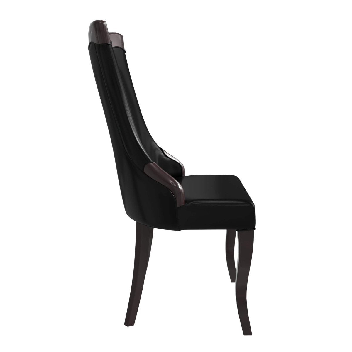 Novara Series Modern Dining Side Chair Upholstered in Leather/Velvet with Rubberwood Legs Black Dining Chair Leisuremod