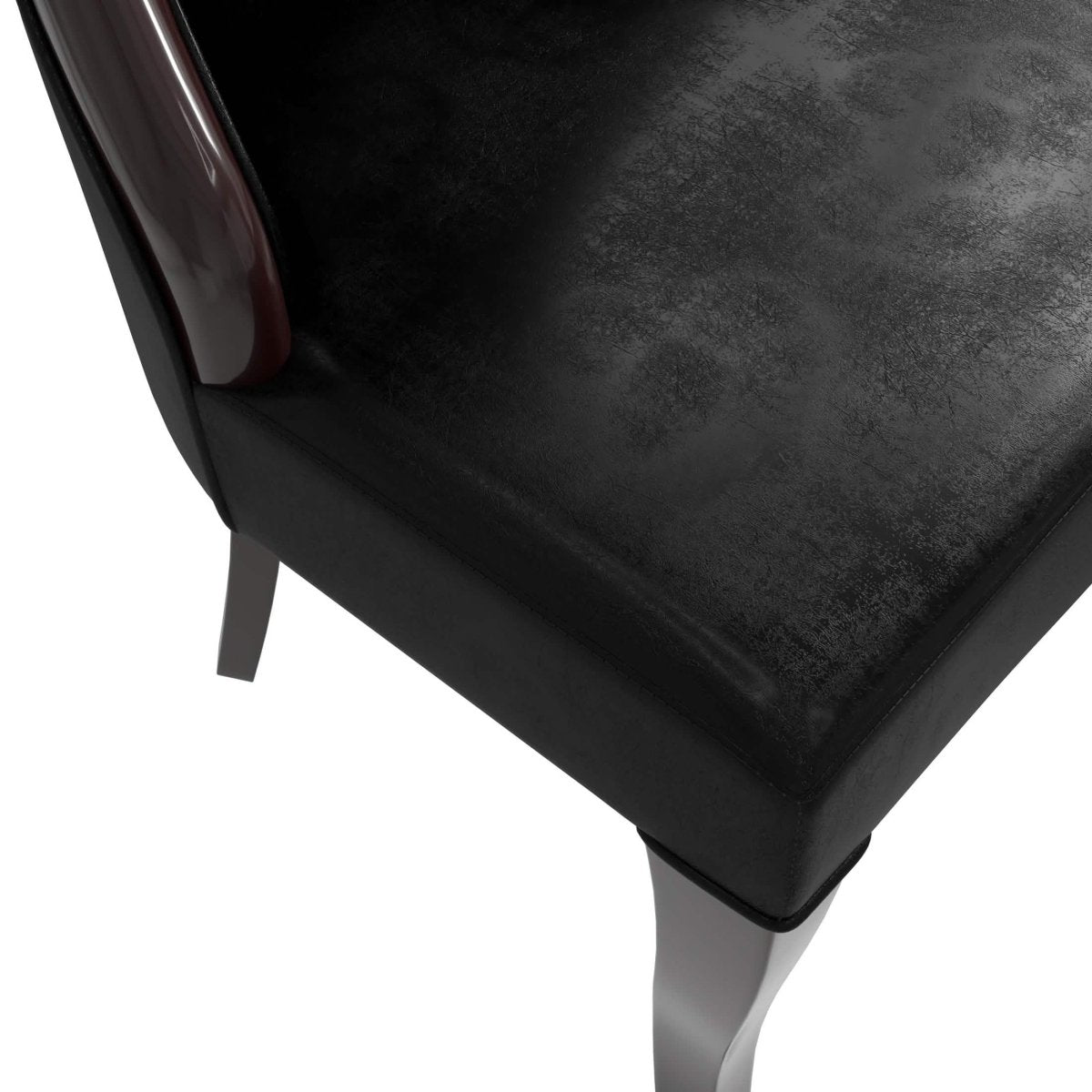 Novara Series Modern Dining Side Chair Upholstered in Leather/Velvet with Rubberwood Legs Black Dining Chair Leisuremod