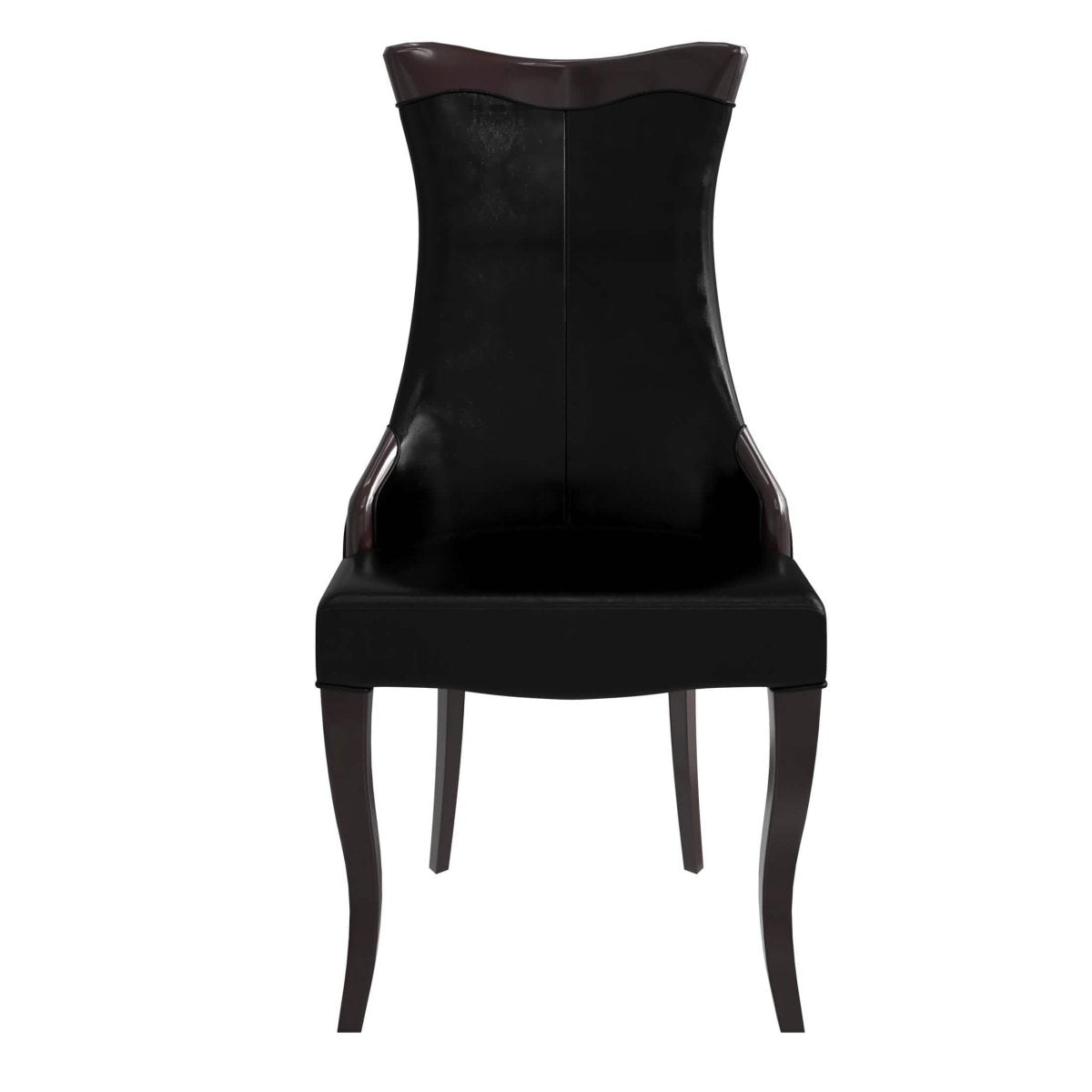 Novara Series Modern Dining Side Chair Upholstered in Leather/Velvet with Rubberwood Legs Black Dining Chair Leisuremod