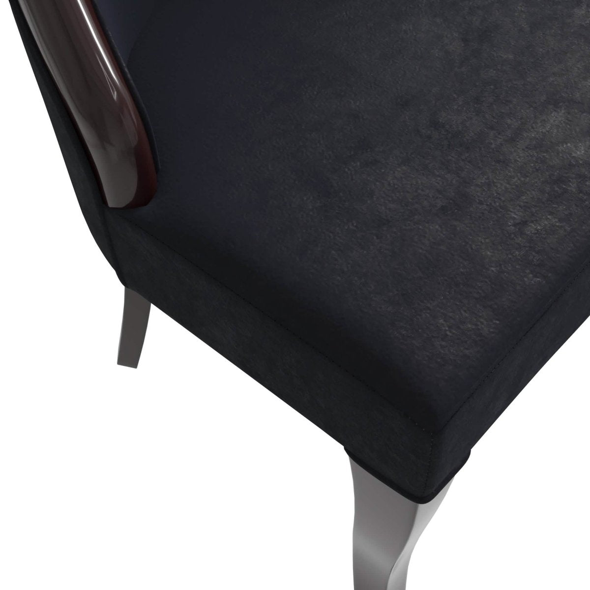 Novara Series Modern Dining Side Chair Upholstered in Leather/Velvet with Rubberwood Legs Velvet Black Dining Chair Leisuremod