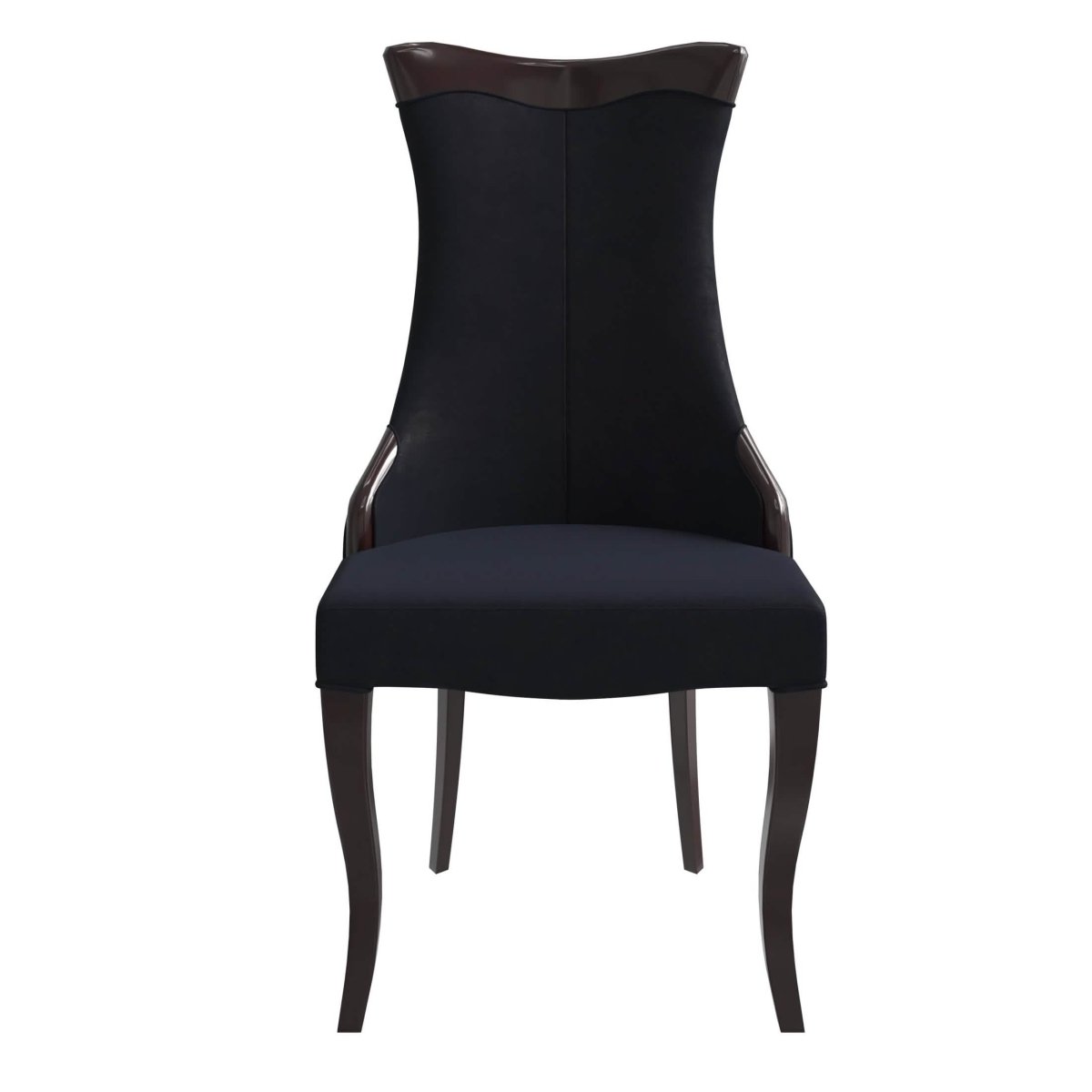 Novara Series Modern Dining Side Chair Upholstered in Leather/Velvet with Rubberwood Legs Velvet Black Dining Chair Leisuremod