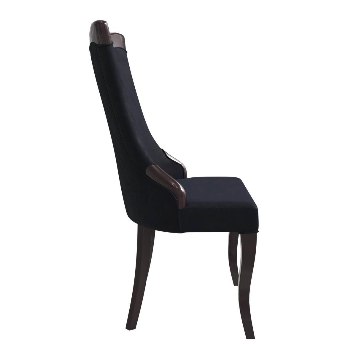 Novara Series Modern Dining Side Chair Upholstered in Leather/Velvet with Rubberwood Legs Velvet Black Dining Chair Leisuremod