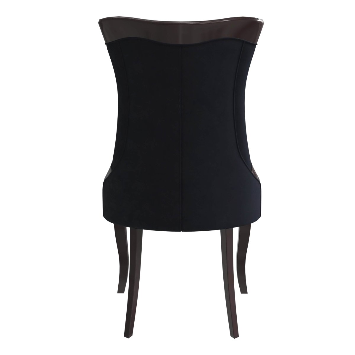 Novara Series Modern Dining Side Chair Upholstered in Leather/Velvet with Rubberwood Legs Velvet Black Dining Chair Leisuremod