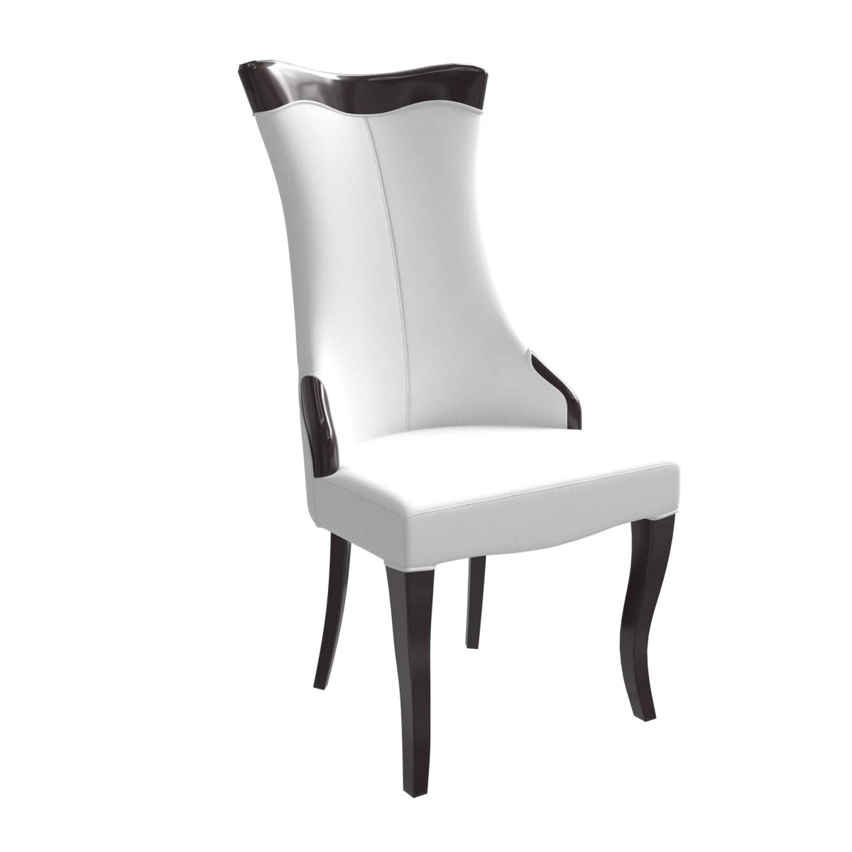 Novara Series Modern Dining Side Chair Upholstered in Leather/Velvet with Rubberwood Legs Off White Dining Chair Leisuremod