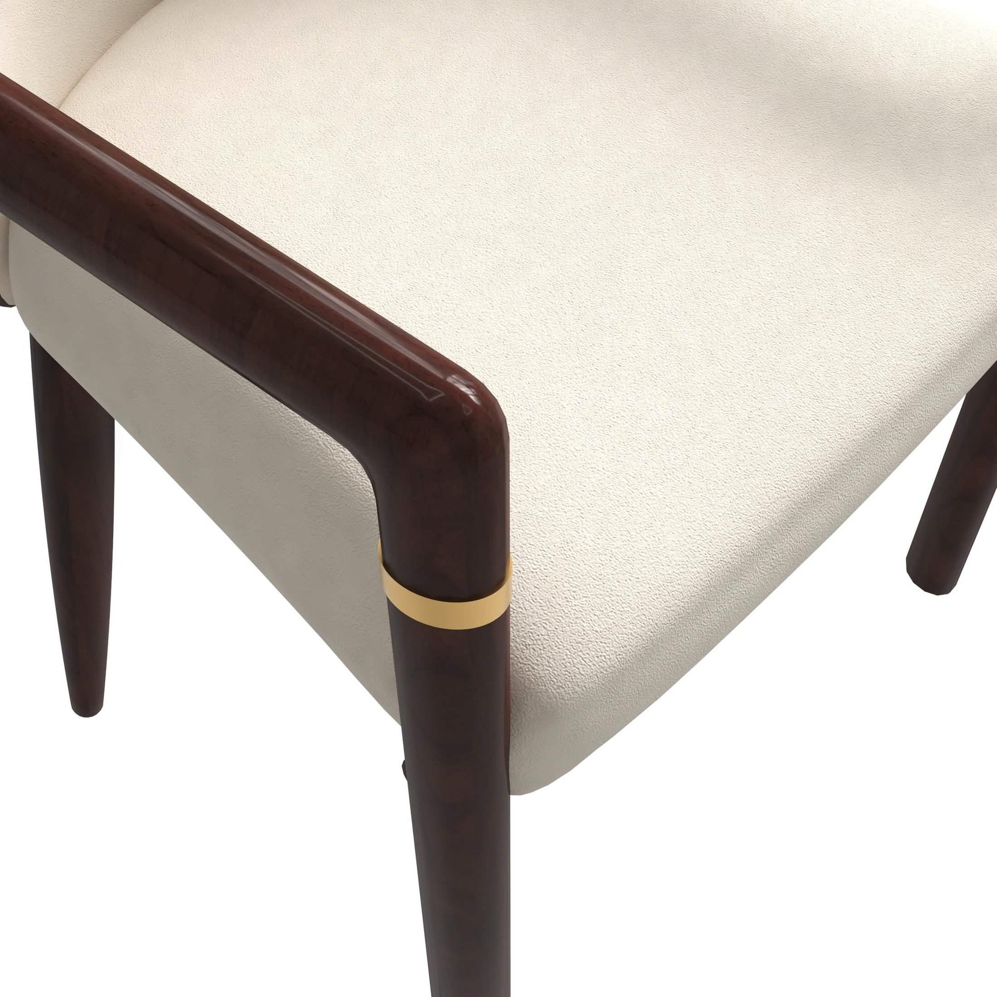 Opaline Dining Chair in Velvet or Leather Upholstery with Rubberwood Frame with Gold Accents Brown Cream Leather Dining Chair Leisuremod