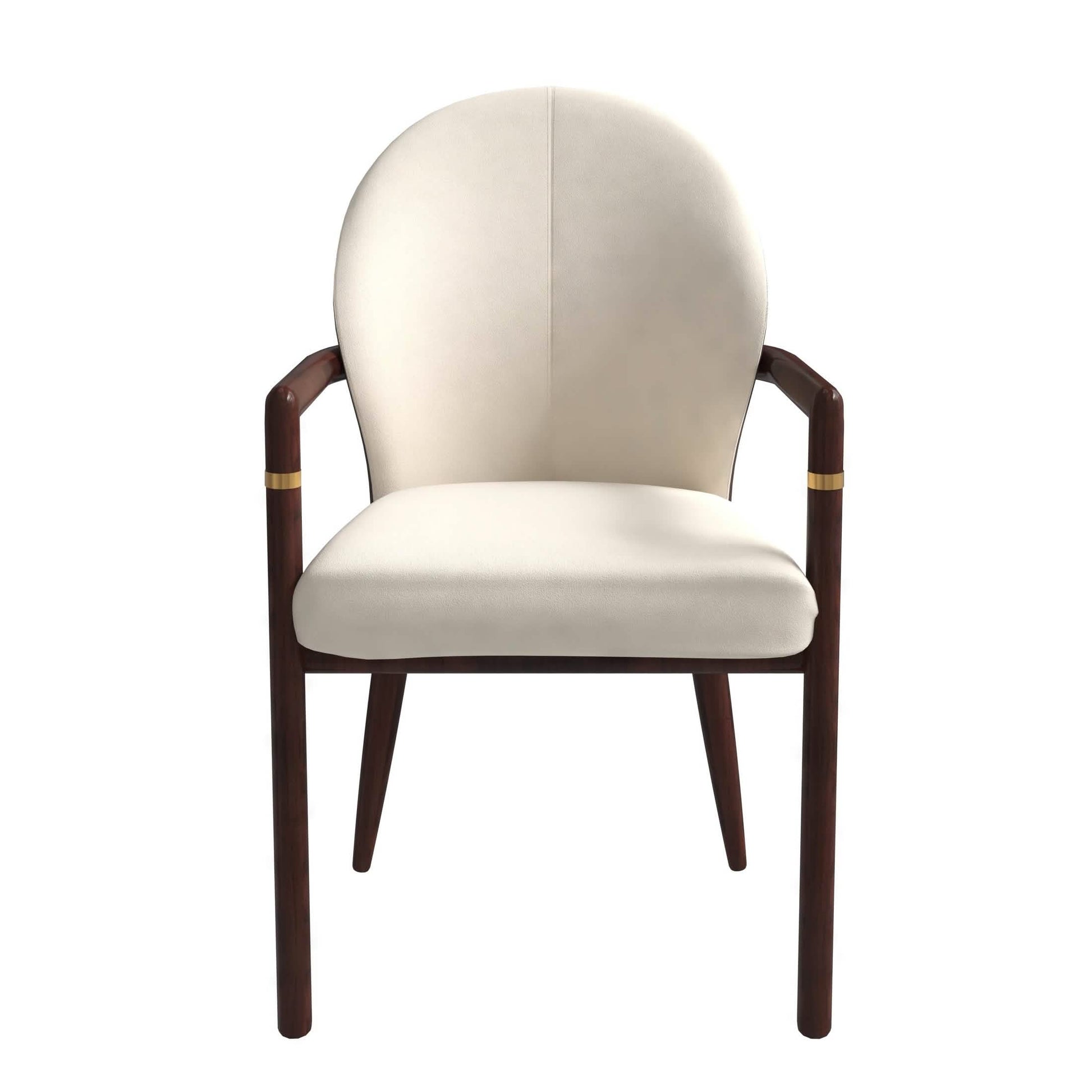 Opaline Dining Chair in Velvet or Leather Upholstery with Rubberwood Frame with Gold Accents Brown Cream Leather Dining Chair Leisuremod