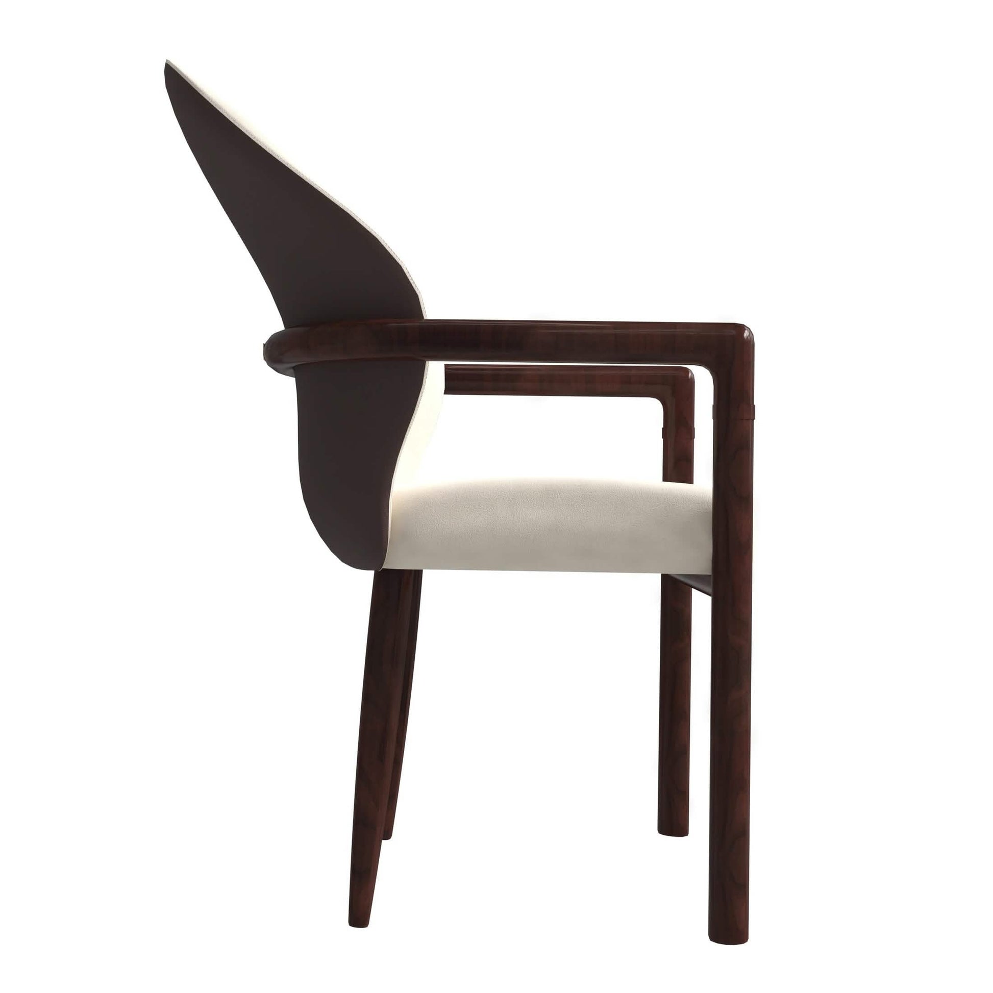 Opaline Dining Chair in Velvet or Leather Upholstery with Rubberwood Frame with Gold Accents Brown Cream Leather Dining Chair Leisuremod