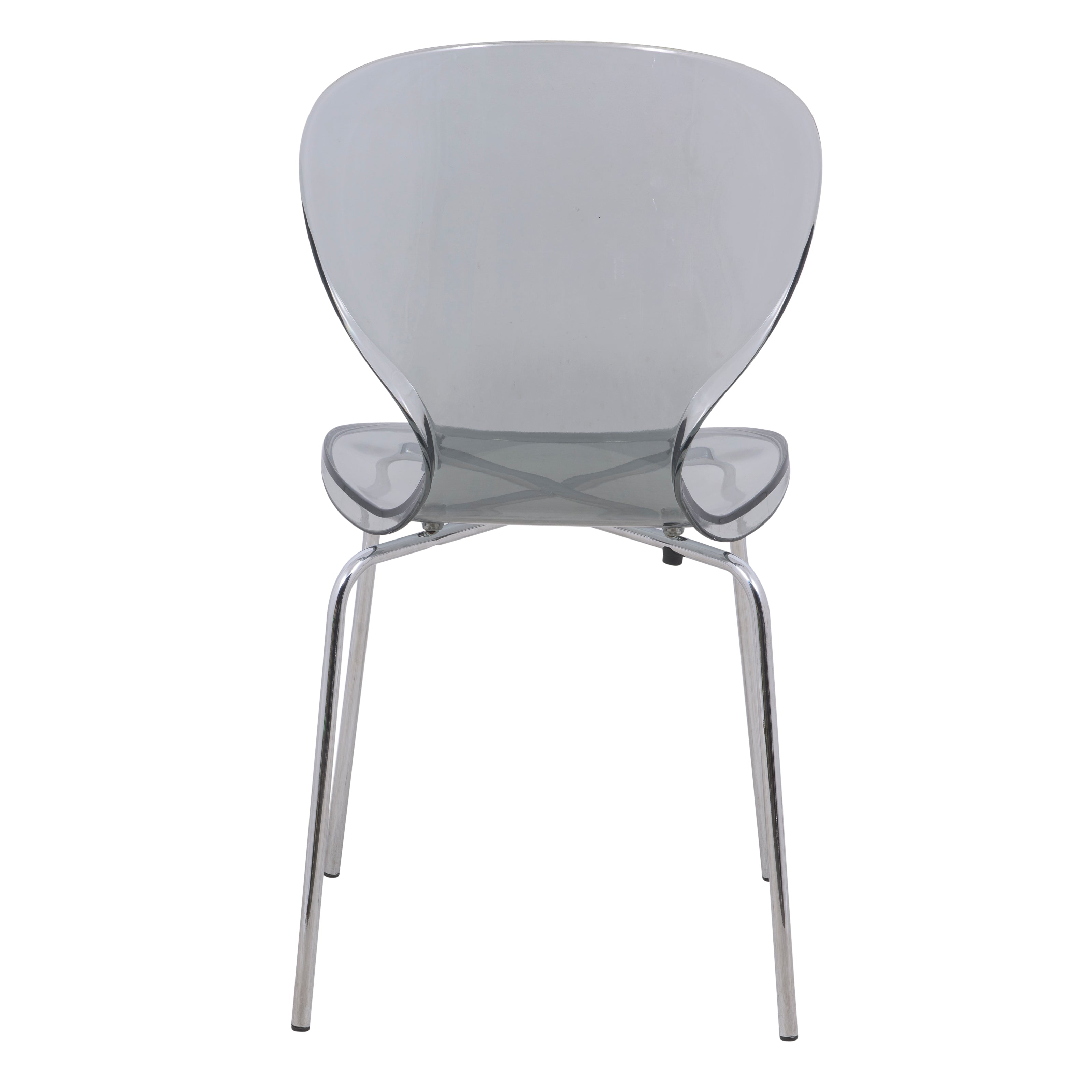 Leisuremod Dining Chair Oyster Modern Stackable Dining Side Chair with Chrome/White/Black Stainless Steel Legs