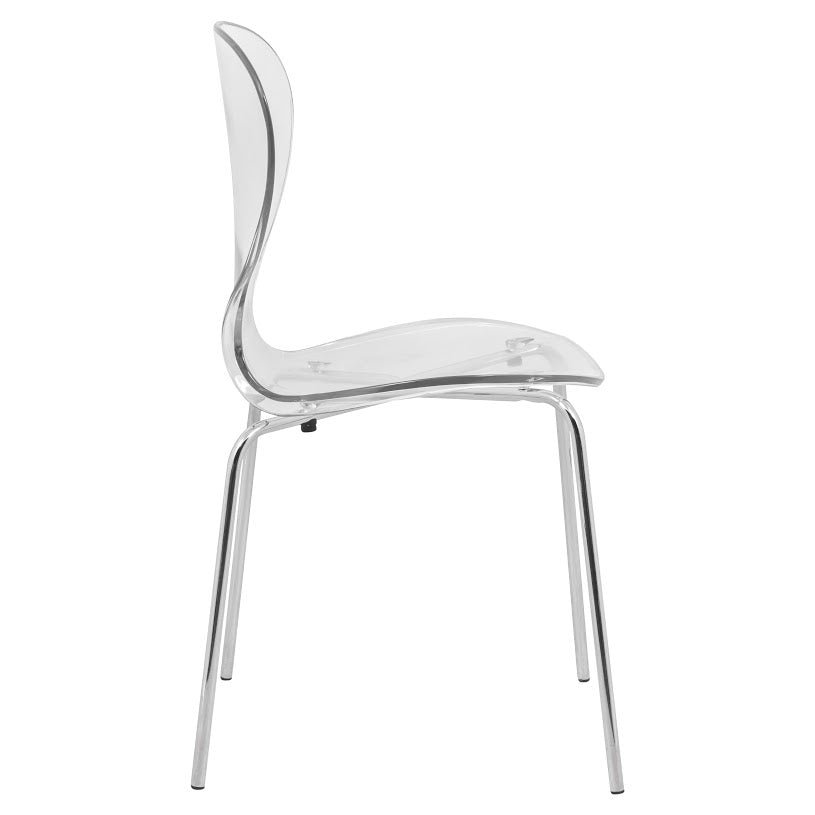 Leisuremod Dining Chair Oyster Modern Stackable Dining Side Chair with Chrome/White/Black Stainless Steel Legs