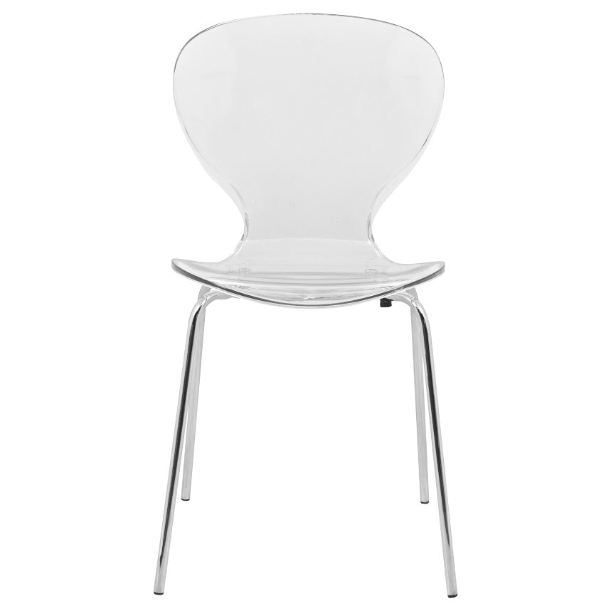 Leisuremod Dining Chair Oyster Modern Stackable Dining Side Chair with Chrome/White/Black Stainless Steel Legs