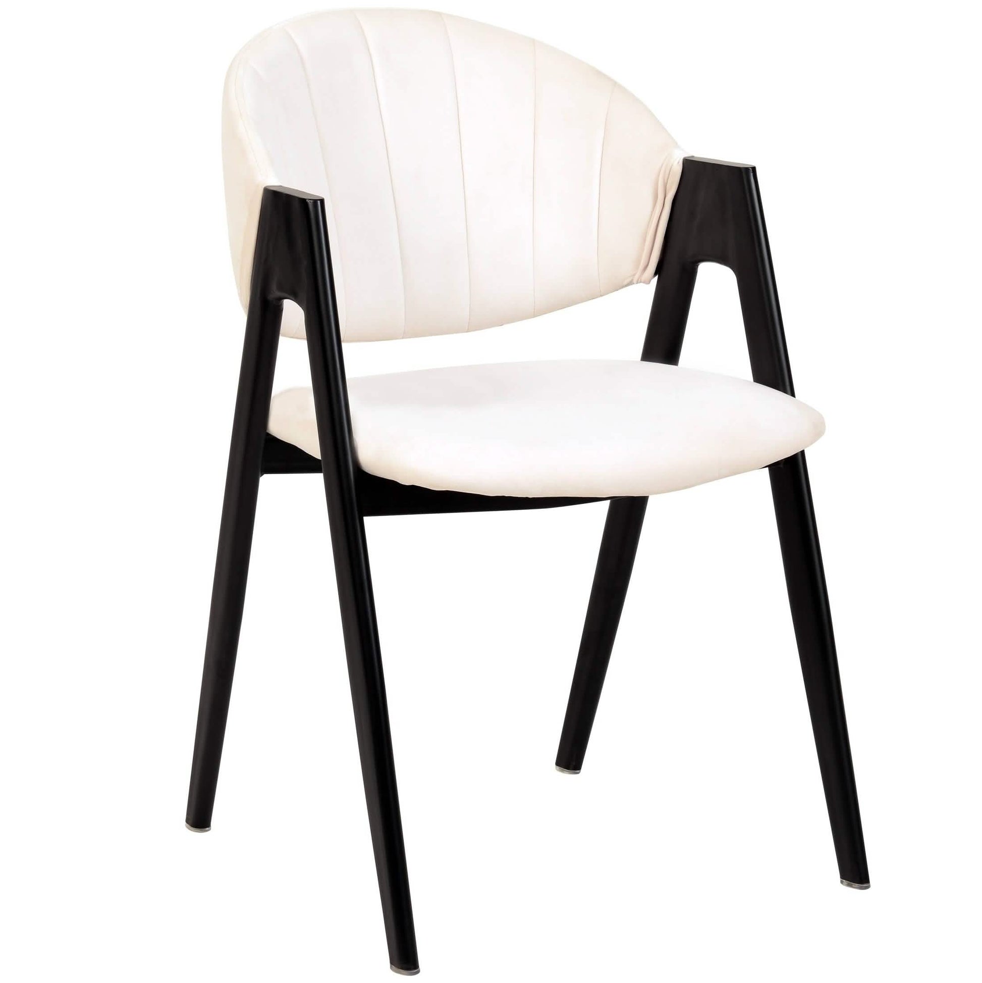 Savor Dining Chair in Leather/Polyester with Curved and Open-Back Design Grey Dining Chair Leisuremod