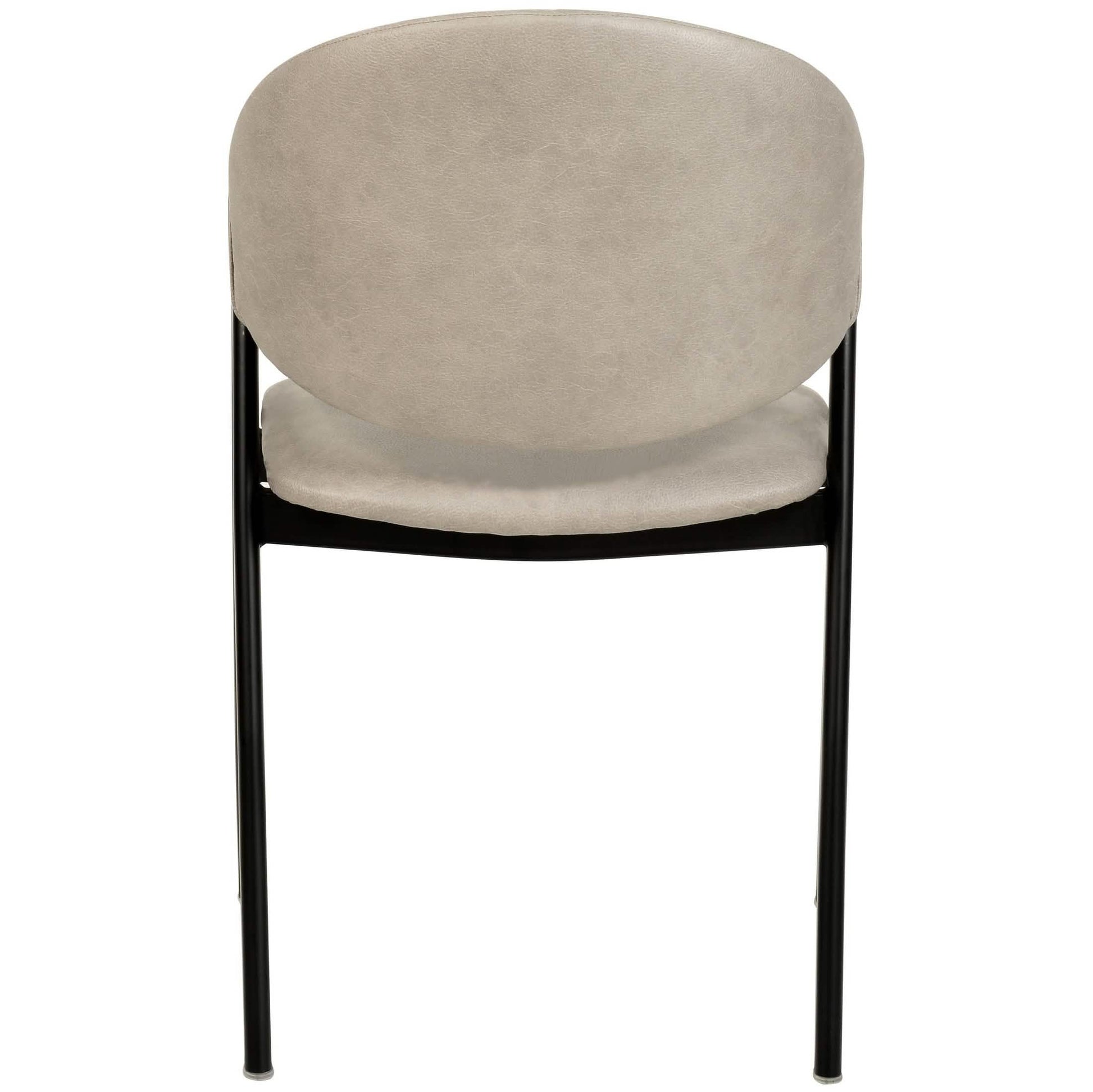 Savor Dining Chair in Leather/Polyester with Curved and Open-Back Design Taupe Dining Chair Leisuremod