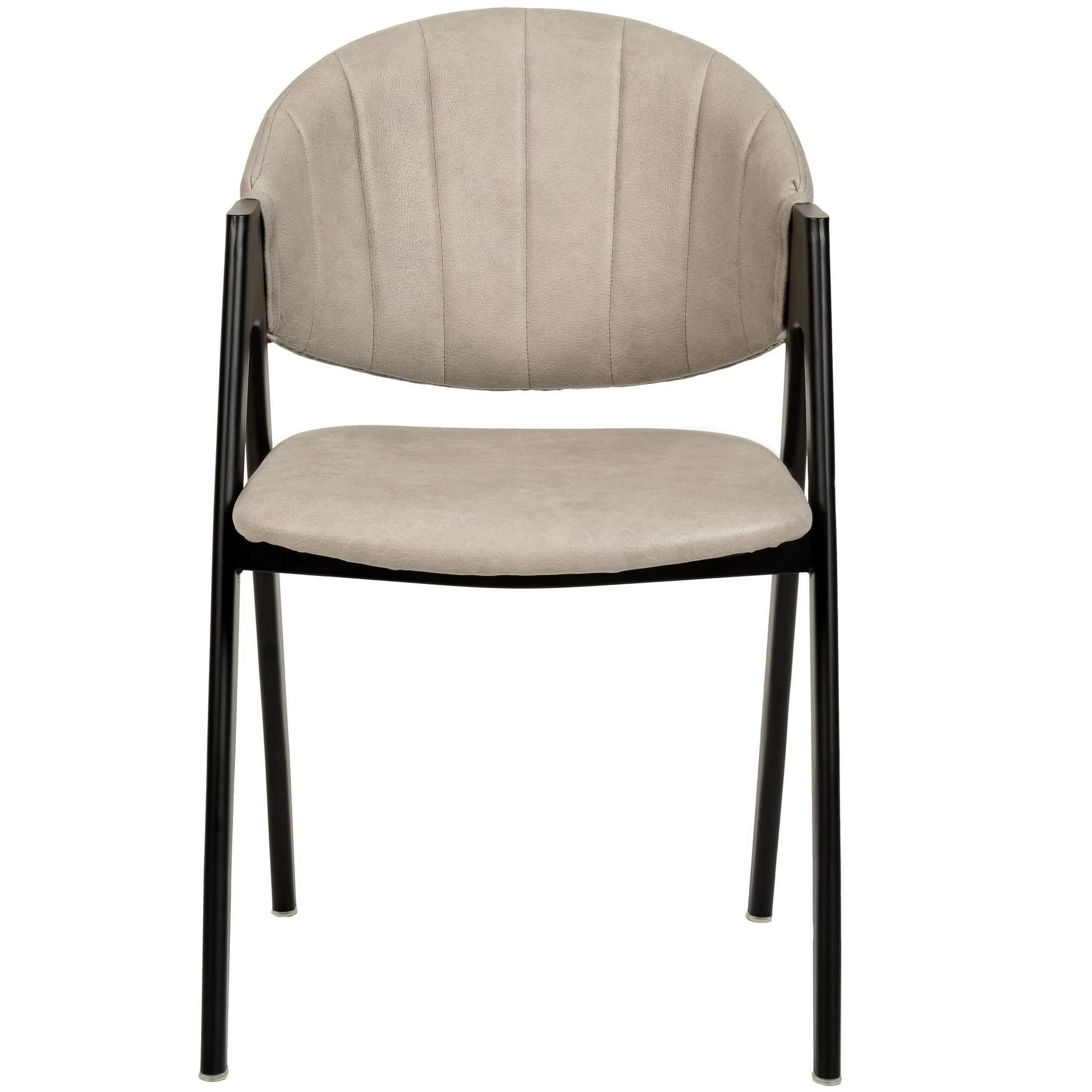 Savor Dining Chair in Leather/Polyester with Curved and Open-Back Design Taupe Dining Chair Leisuremod