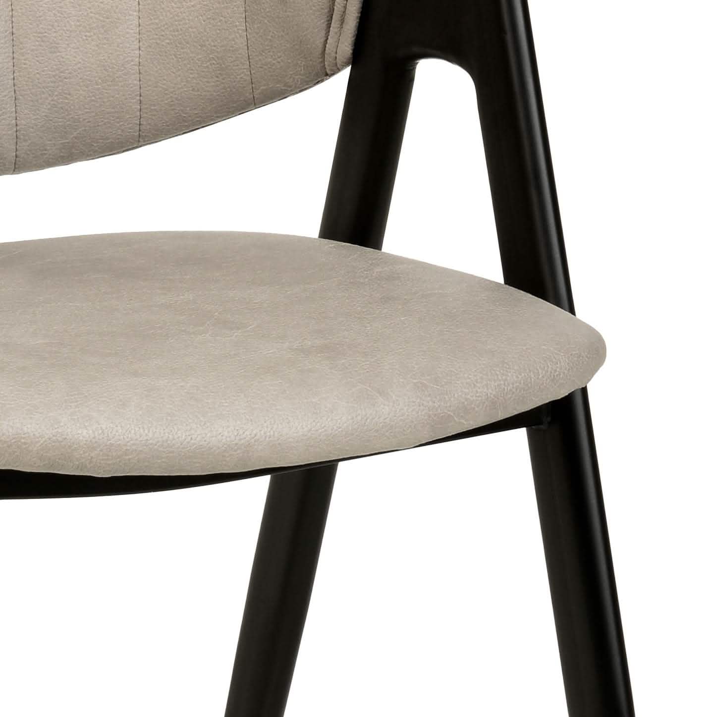 Savor Dining Chair in Leather/Polyester with Curved and Open-Back Design Taupe Dining Chair Leisuremod