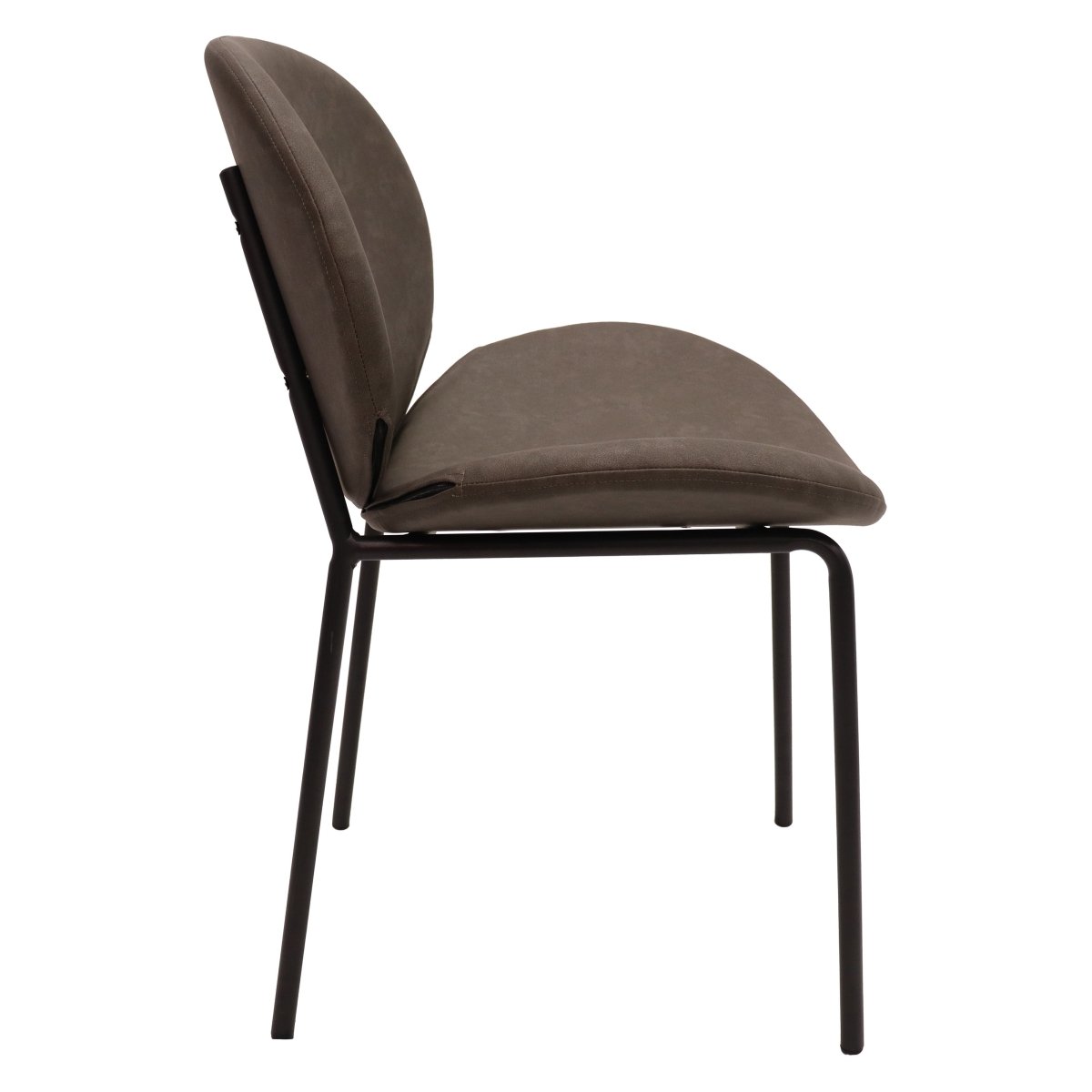 Servos Modern Dining Side Chair with Upholstered Seat and Powder Coated Iron Frame Elephant Grey Dining Chair Leisuremod