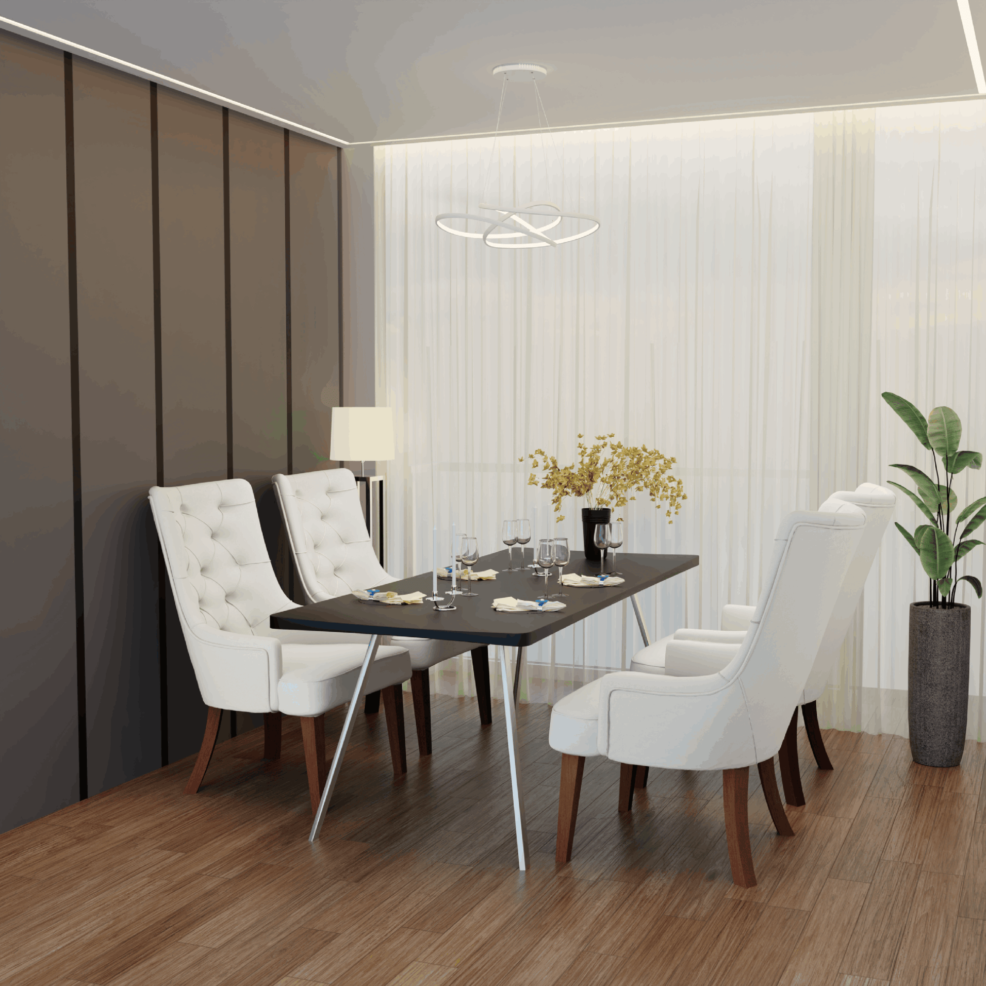 Spruce Dining Chair in Leather/Velvet with Diamond-Tufted Design and Rubberwood Legs Beige Velvet Dining Chair Leisuremod