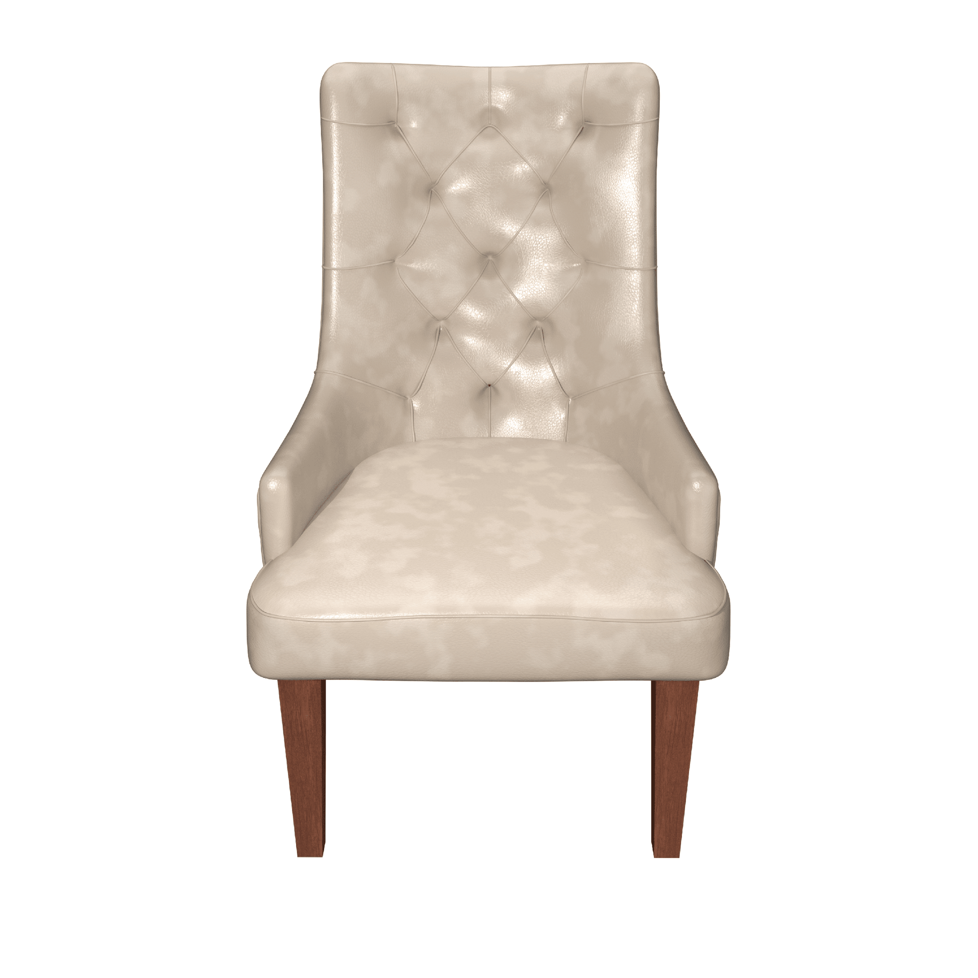Spruce Dining Chair in Leather/Velvet with Diamond-Tufted Design and Rubberwood Legs Taupe Dining Chair Leisuremod