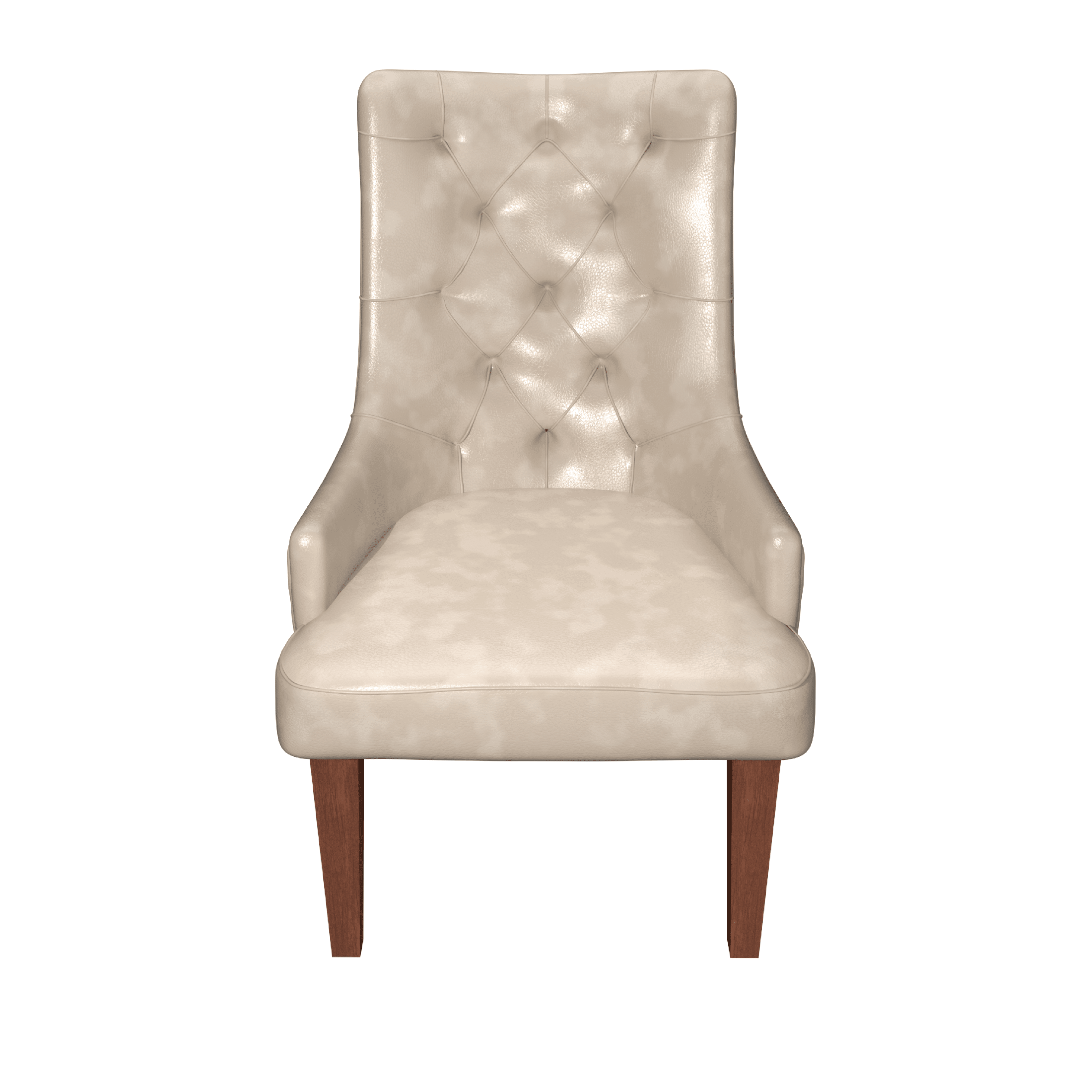Spruce Dining Chair in Leather/Velvet with Diamond-Tufted Design and Rubberwood Legs Taupe Dining Chair Leisuremod