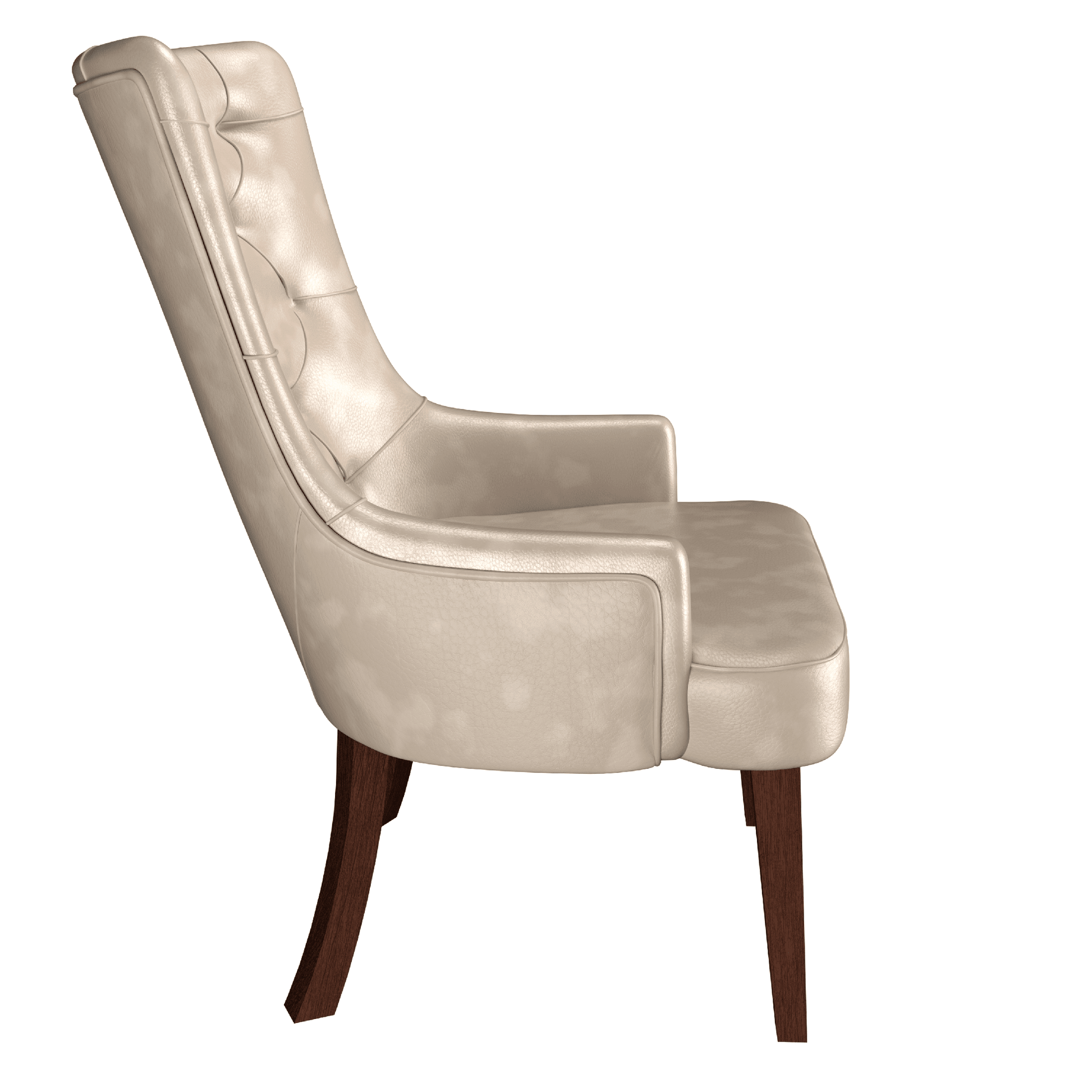 Spruce Dining Chair in Leather/Velvet with Diamond-Tufted Design and Rubberwood Legs Taupe Dining Chair Leisuremod