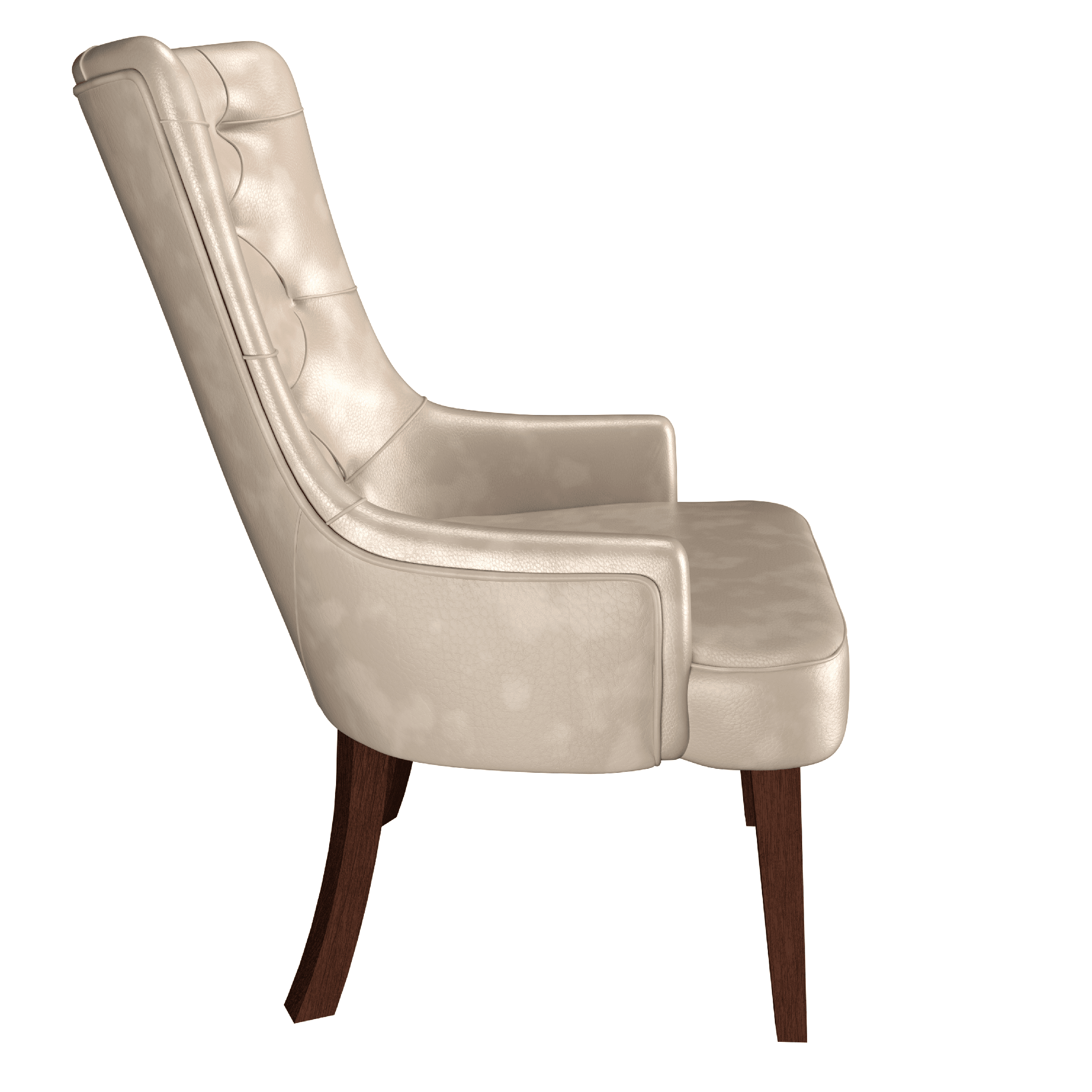 Spruce Dining Chair in Leather/Velvet with Diamond-Tufted Design and Rubberwood Legs Taupe Dining Chair Leisuremod