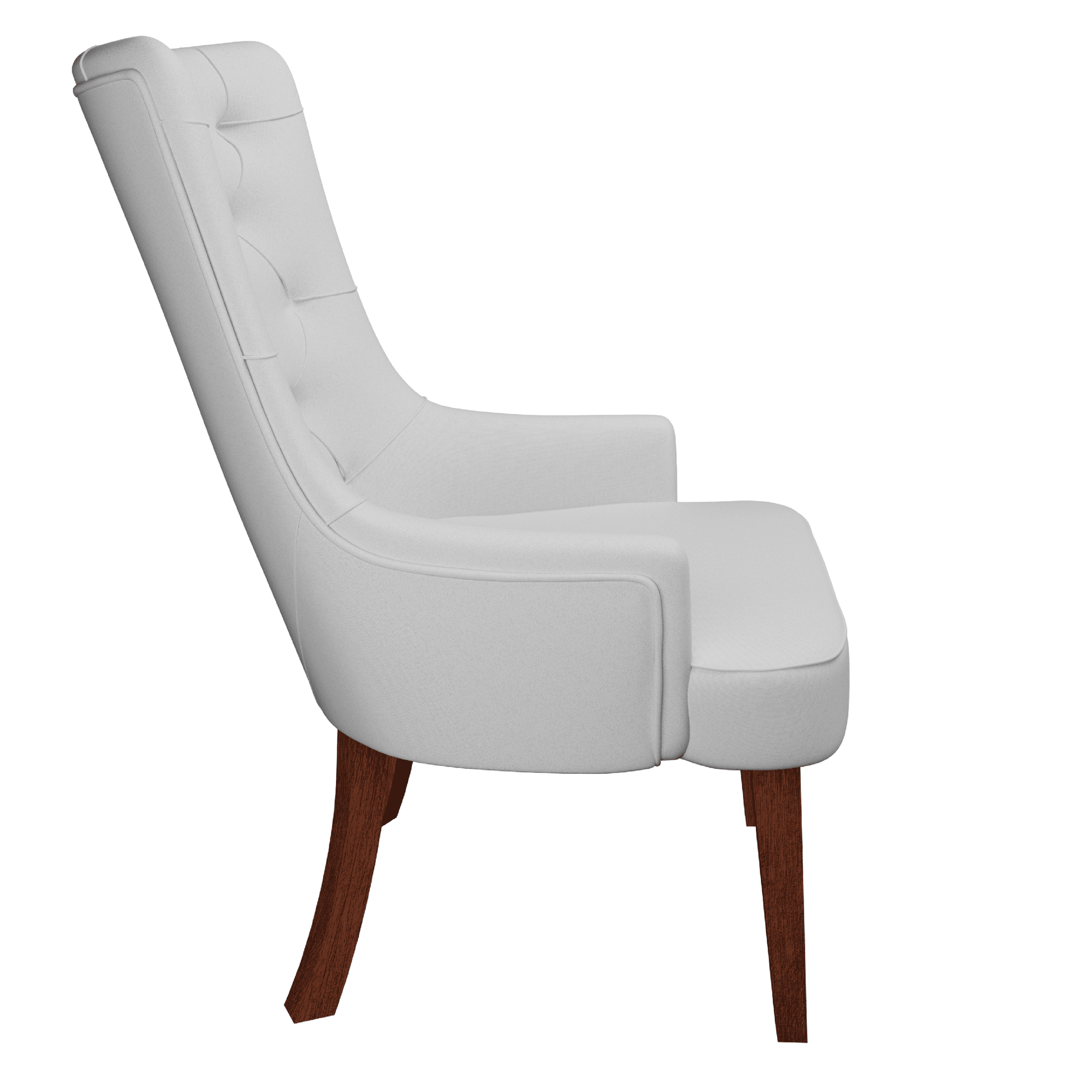 Spruce Dining Chair in Leather/Velvet with Diamond-Tufted Design and Rubberwood Legs Light Grey Dining Chair Leisuremod
