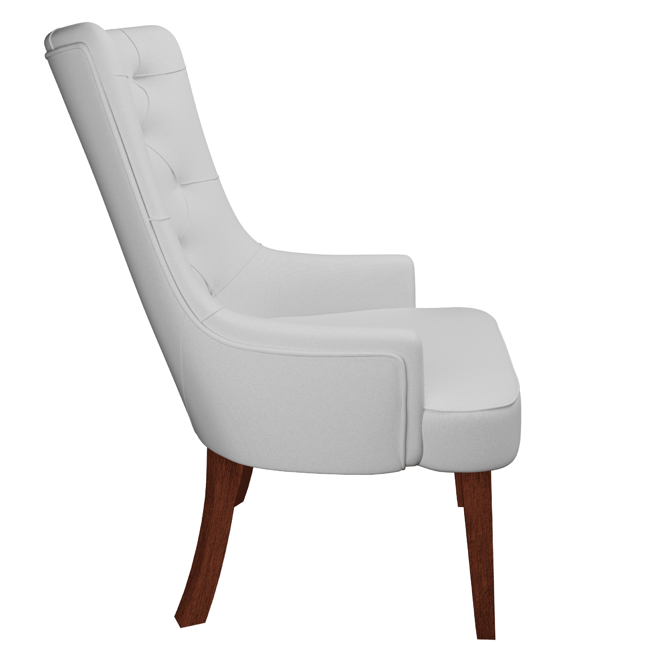 Spruce Dining Chair in Leather/Velvet with Diamond-Tufted Design and Rubberwood Legs Light Grey Dining Chair Leisuremod
